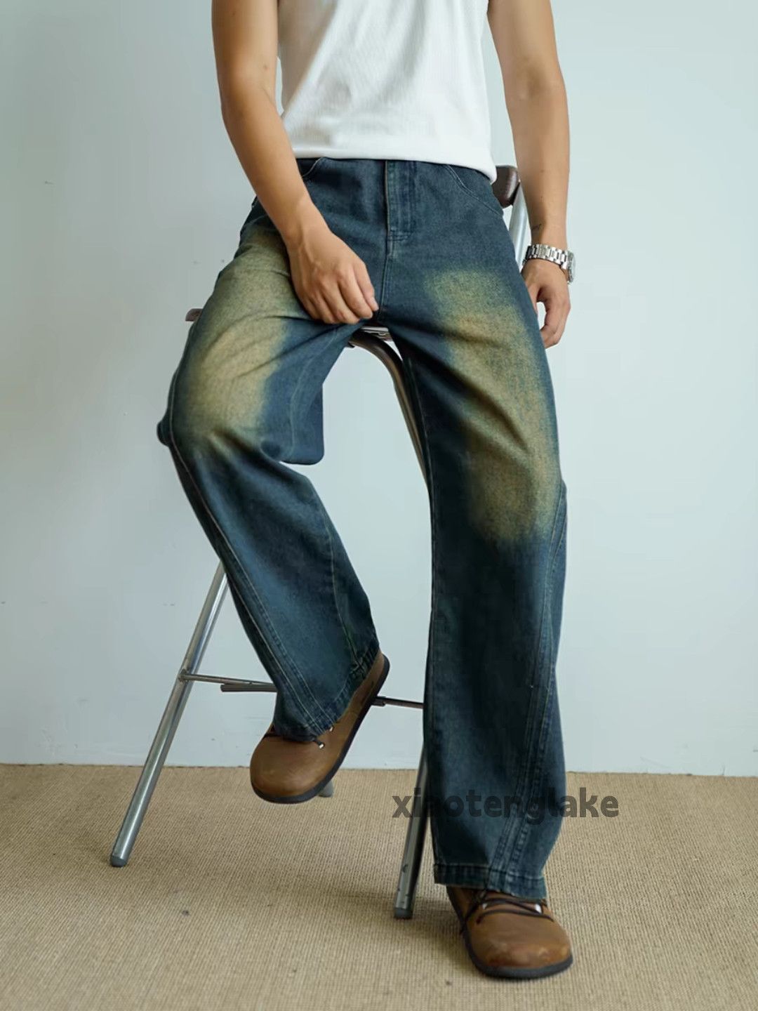 Jean × Vintage washed faded skate hiphop rusty loose baggy jeans Size US 32 / EU 48 - 4 Thumbnail