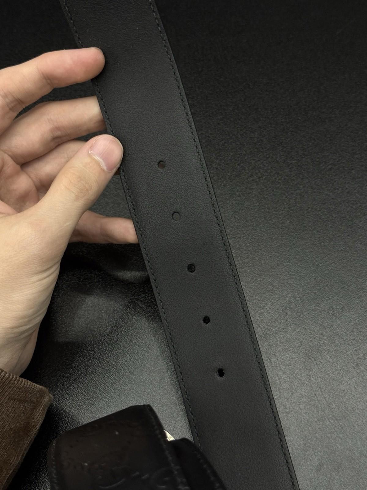 Gucci GG Canvas Wide Leather Belt In Black Size 90/36