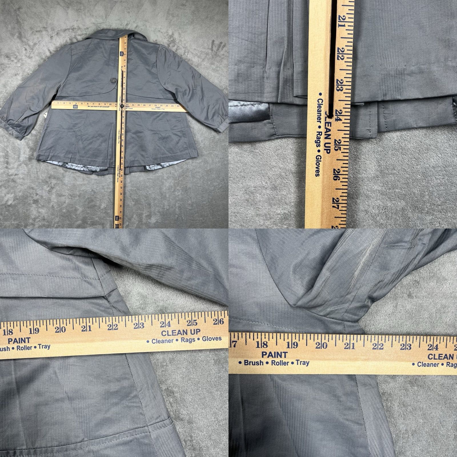 Vintage VINTAGE Vertigo Paris Women’s Swing Style Jacket Gray XL VT30638 Pea Coat Button Closure Women's Jacket Paris Theme Size XL / US 12-14 / IT 48-50 - 10 Thumbnail