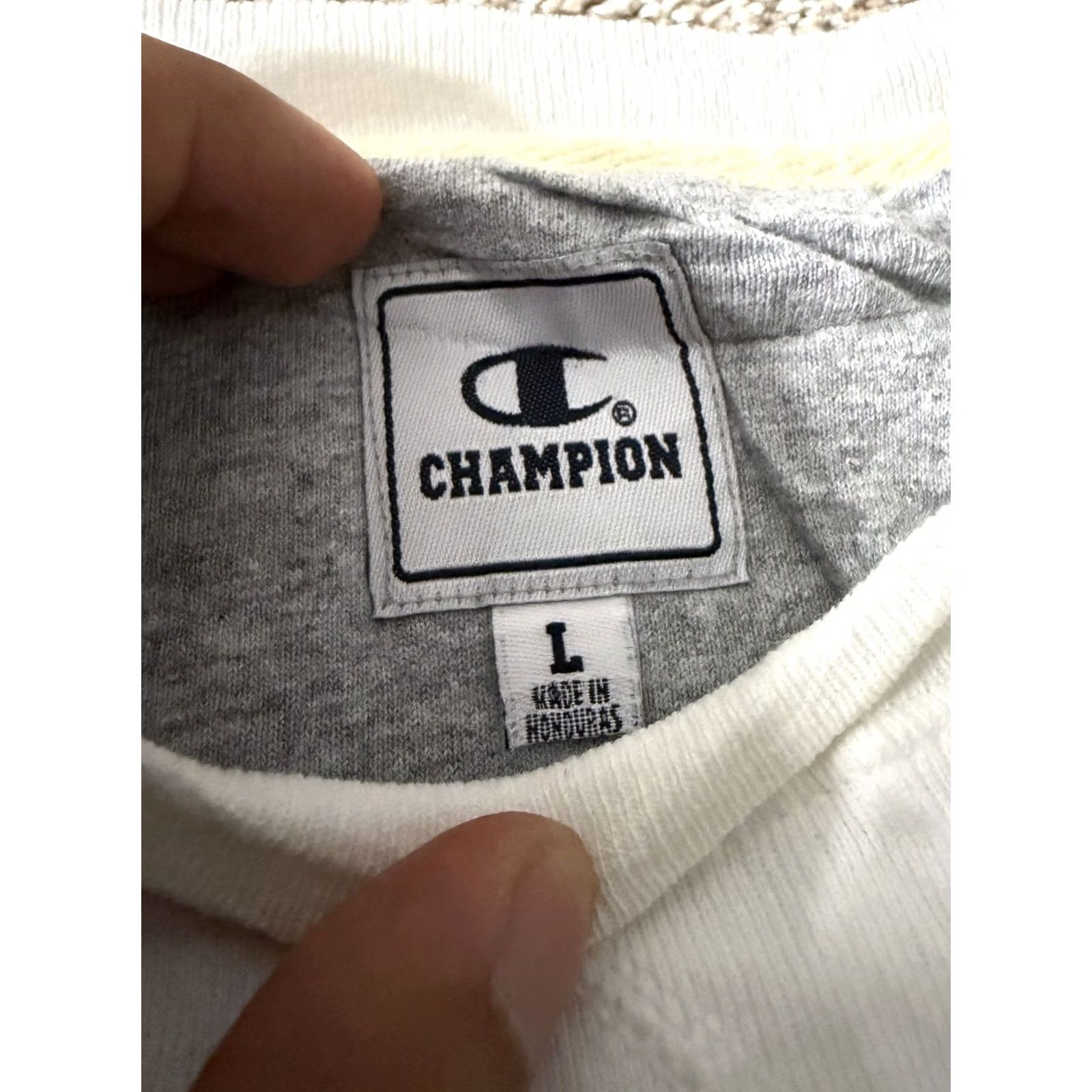 Champion Champion Shirt Mens L White Sweatshirt Fleece Pullover Crewneck Solid Casual Size US L / EU 52-54 / 3 - 4 Thumbnail