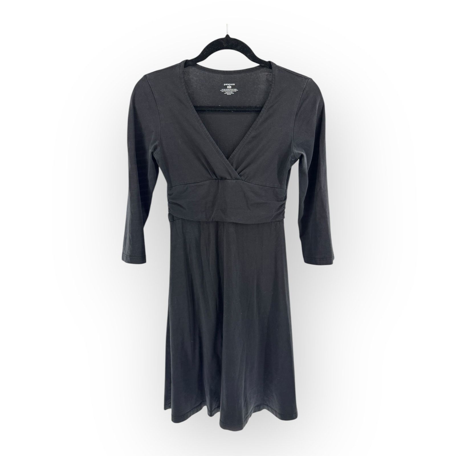 Patagonia Patagonia Women’s Black Wrap Midi Dress 3/4 Sleeve Flare XS Size XS / US 0-2 / IT 36-38 - 4 Thumbnail