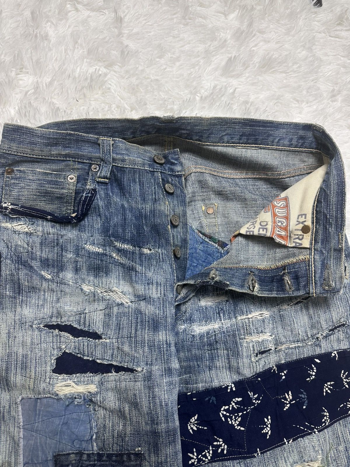 Sugar Cane 💥RARE💥2000s JAPANESE BRAND SUGARCANE X SASHIKO SELVEDGE Size US 32 / EU 48 - 5 Thumbnail