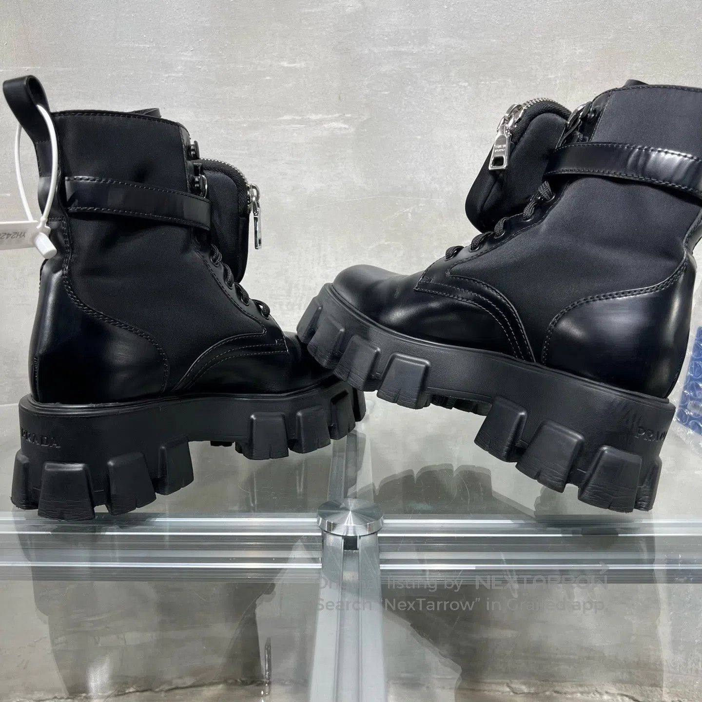 Prada Prada Monolith triangular marker, high-cut thick-soled boo Size US 7.5 / IT 37.5 - 5 Thumbnail