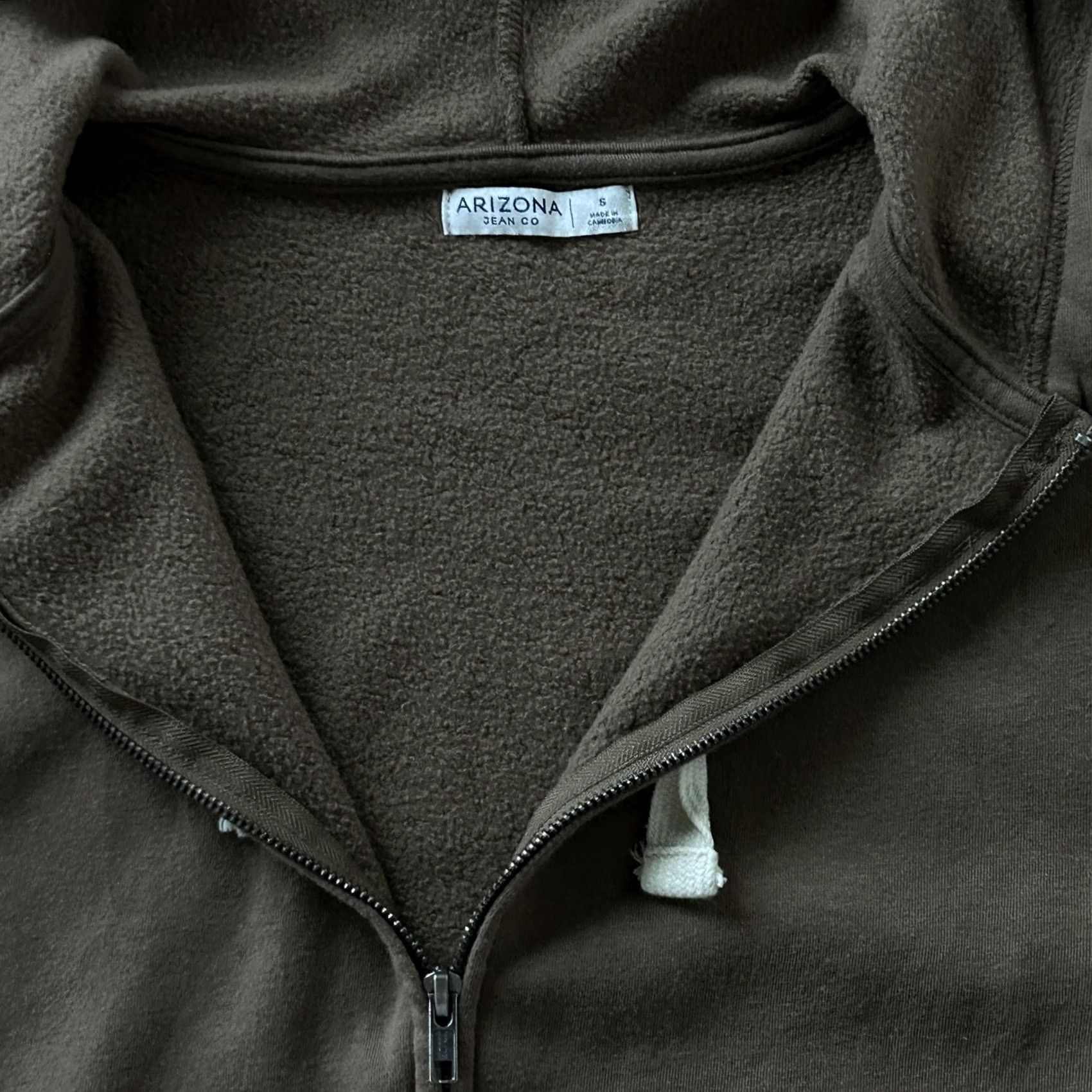 Vintage Arizona Jean Co Hoodie Mens Small Brown Fleece Full Zip Sweatshirt Drawstring Size US S / EU 44-46 / 1 - 2 Thumbnail