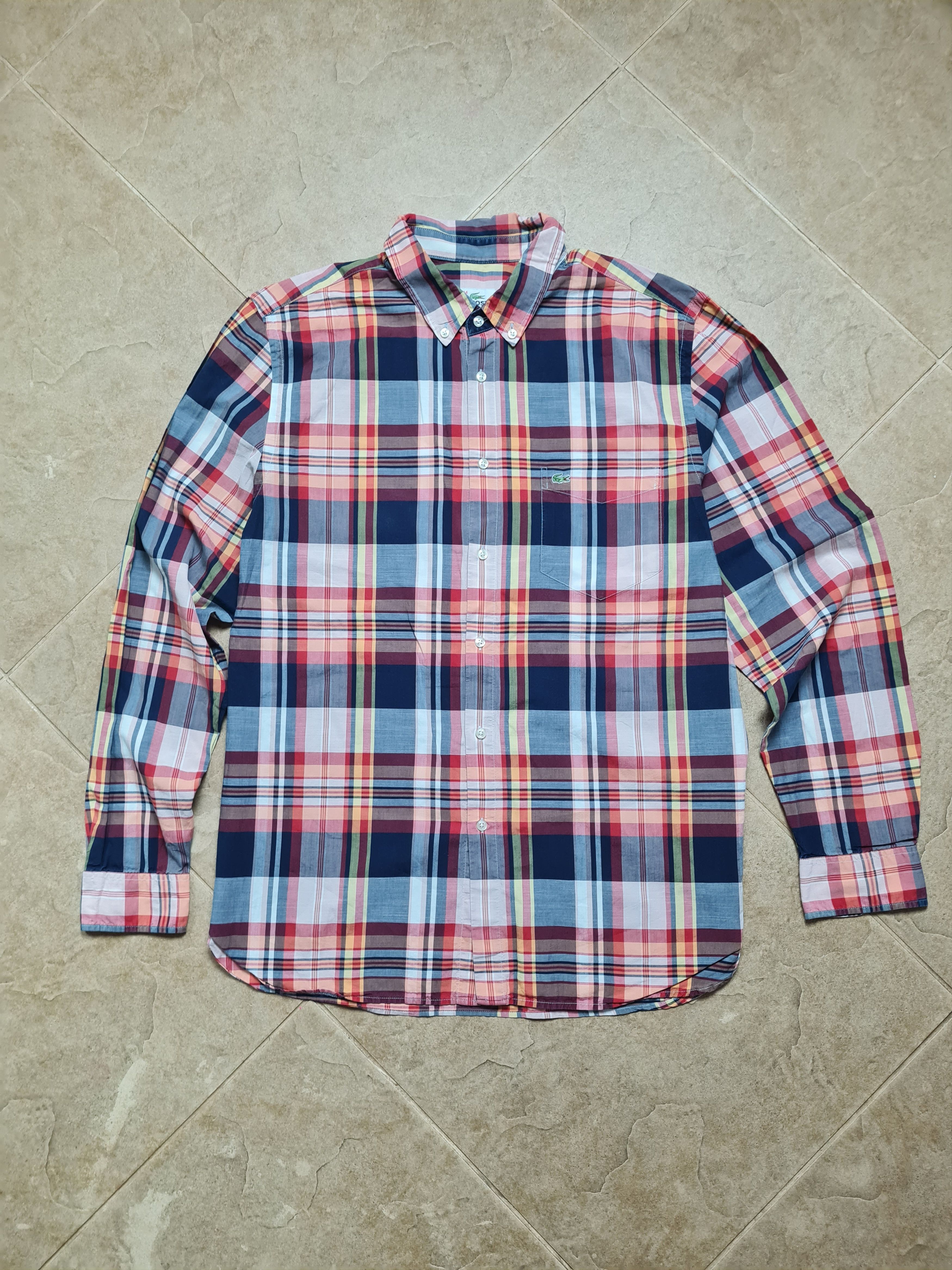 Lacoste Lacoste Regular Fit Herren Hemd Langarm Rot Blau Kariert Size US L / EU 52-54 / 3 - 3 Thumbnail