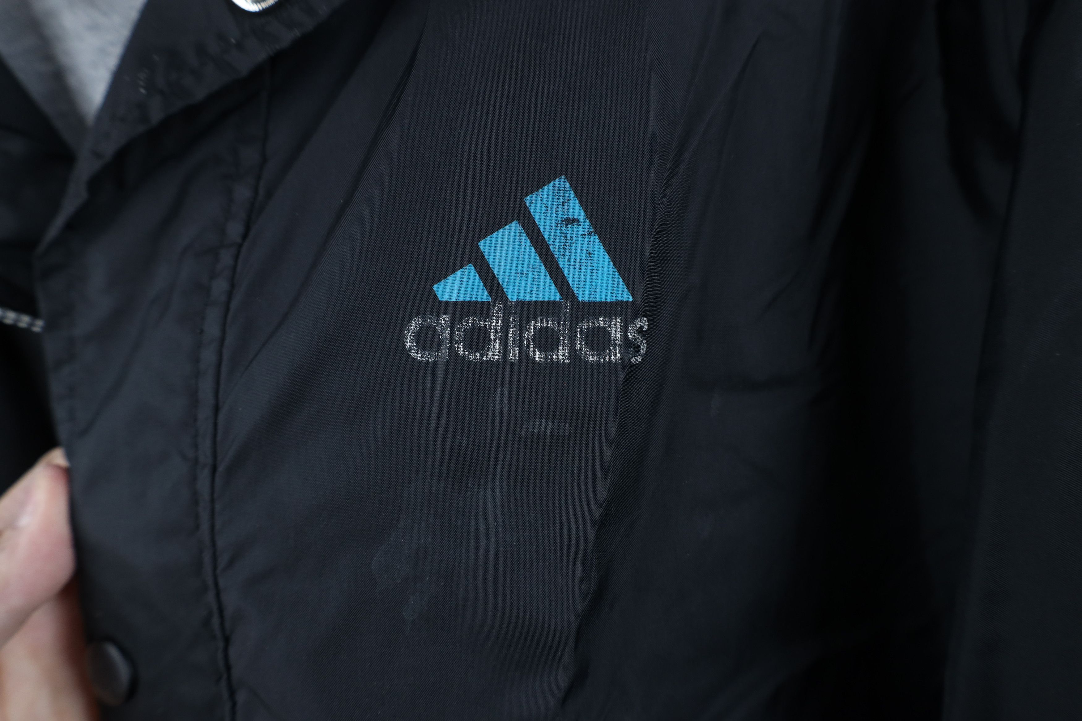 Adidas Vintage 90s Adidas Spell Out Lined Hooded Windbreaker Jacket Size US XL / EU 56 / 4 - 4 Thumbnail