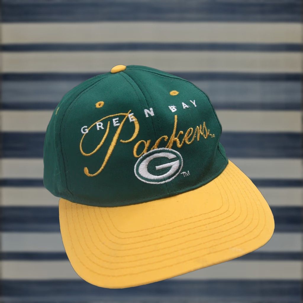 NFL VINTAGE Drew Pearson Green Bay Packers Script Spellout Snapback Hat NFL OS Green Men Adjustable Baseball Cap Size ONE SIZE - 1 Thumbnail