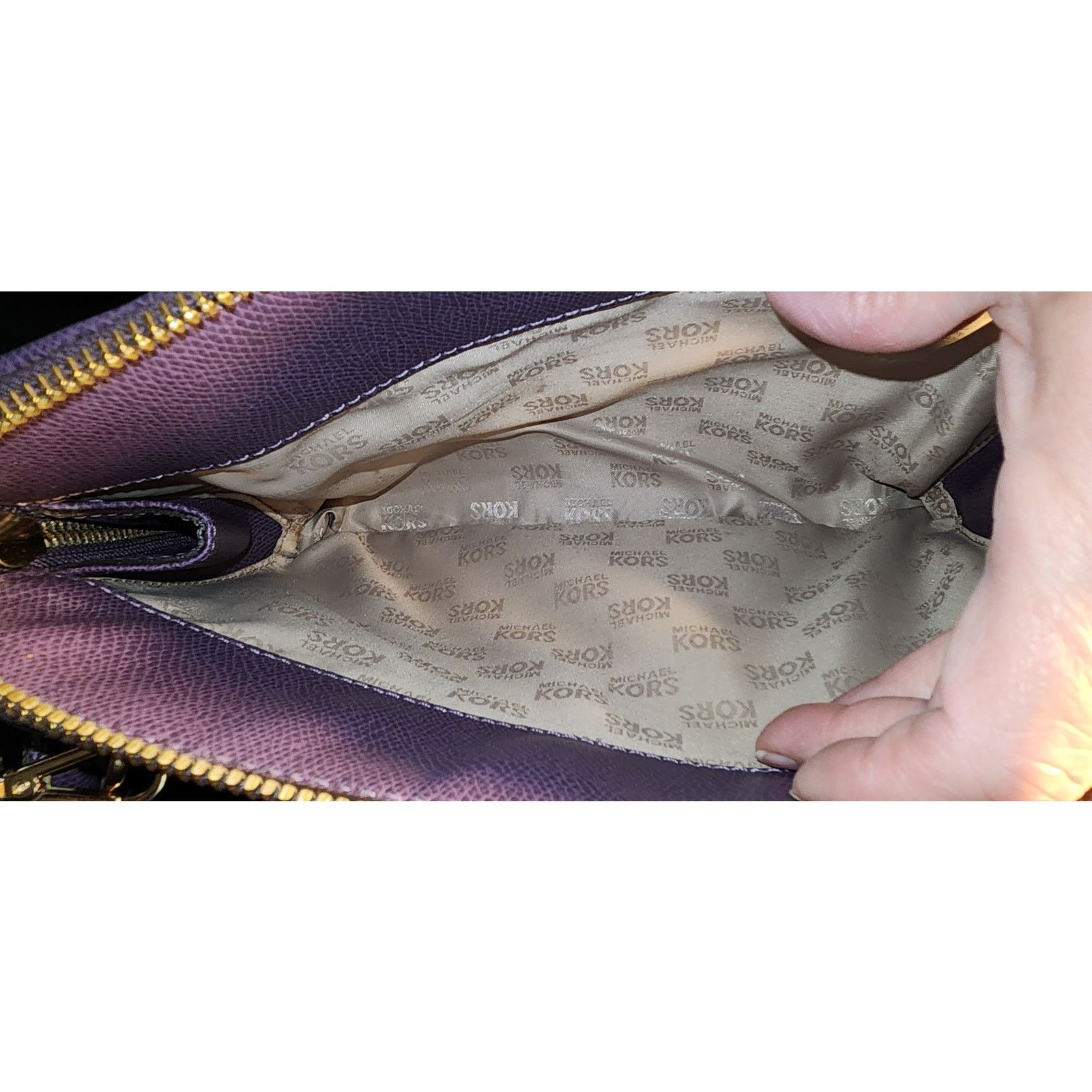 Michael Kors Michael Kors Houston Double Zip Crossgrain Leather purple Size ONE SIZE - 5 Thumbnail