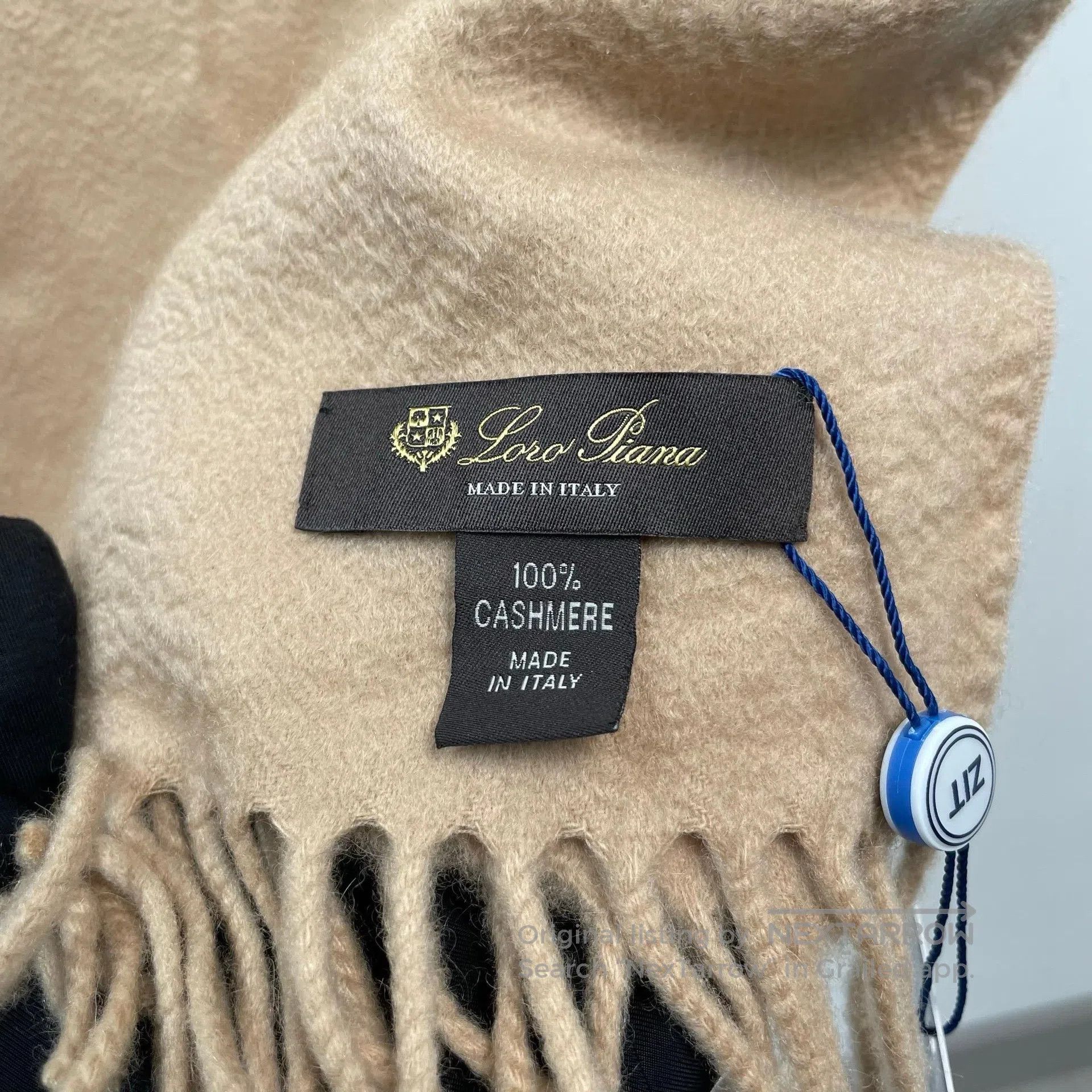 Loro Piana LORO PIANA Khaki fringed badge pattern mulberry silk cashm Size ONE SIZE - 5 Thumbnail