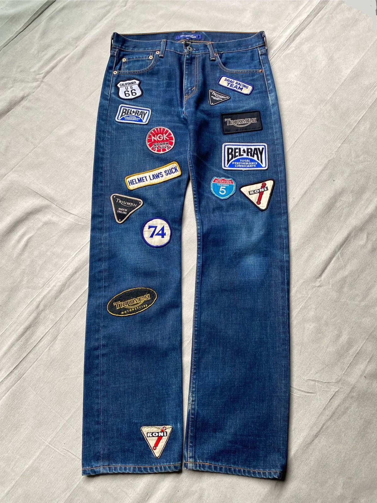 Junya Watanabe Junya Watanabe AD2002 Motorcycle Patch Denim Size US 31 - 1 Thumbnail