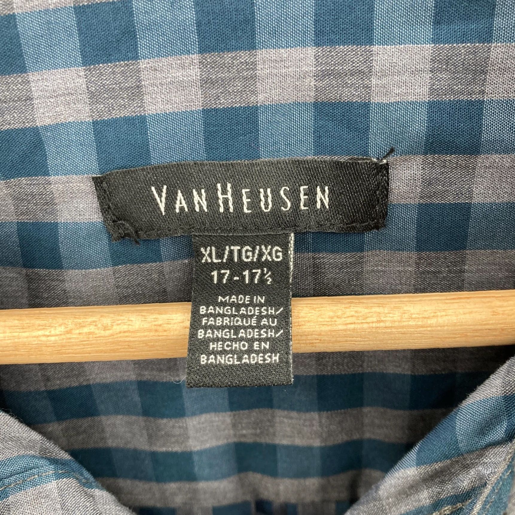 Van Heusen Van Heusen Shirt Mens XL 17-17.5 Blue Ultramarine Heather Plaid Button-Down NWT Size US XL / EU 56 / 4 - 2 Thumbnail