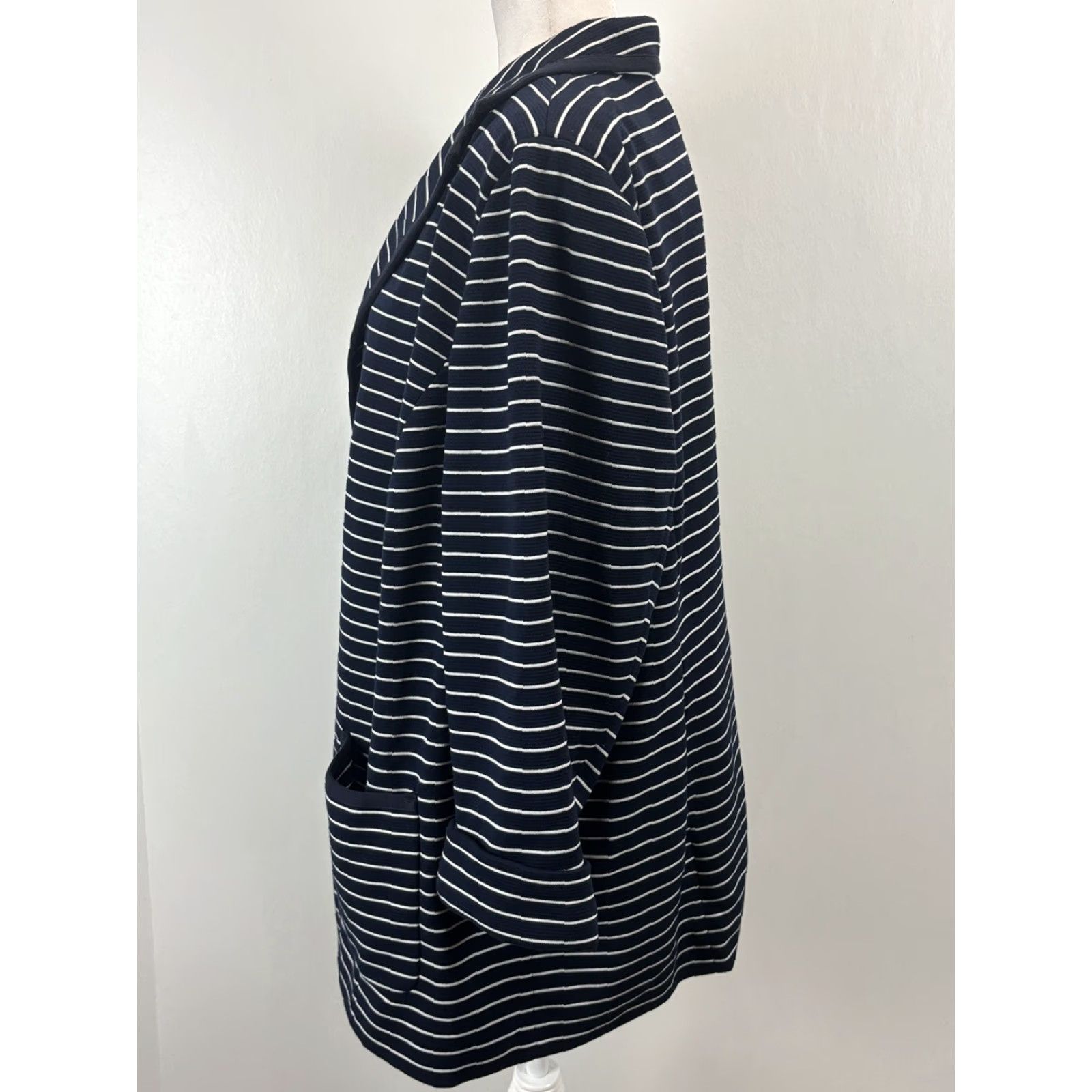 Talbots NEW! Talbots Striped Blazer Jacket 3Xp Petites Navy Open Front Size XXL / US 16-18 / IT 52-54 - 2 Thumbnail