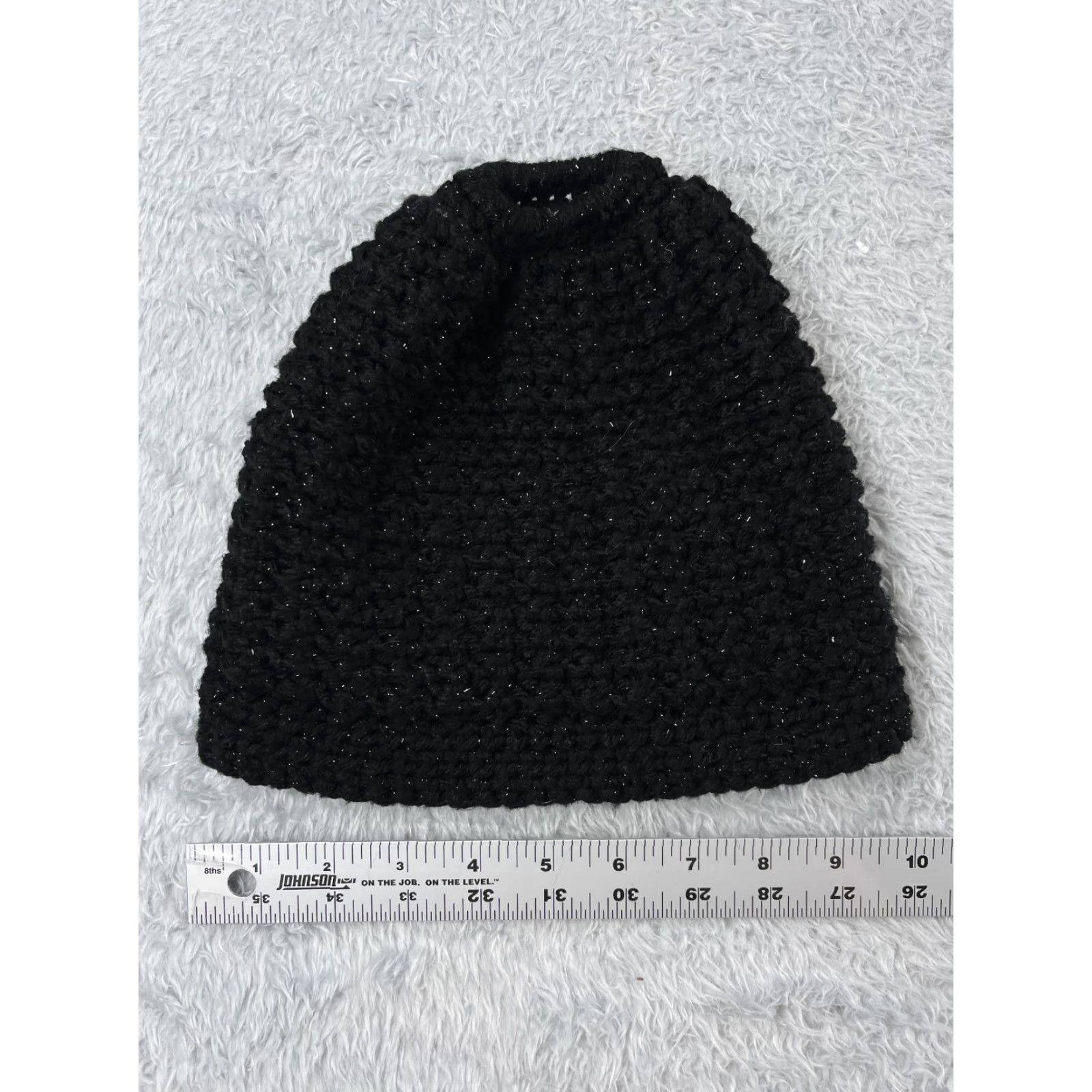 Vintage Beanie Womens One Size Black Knit Acrylic Metallic Blend Sparkly Snow Ski Size ONE SIZE - 5 Thumbnail