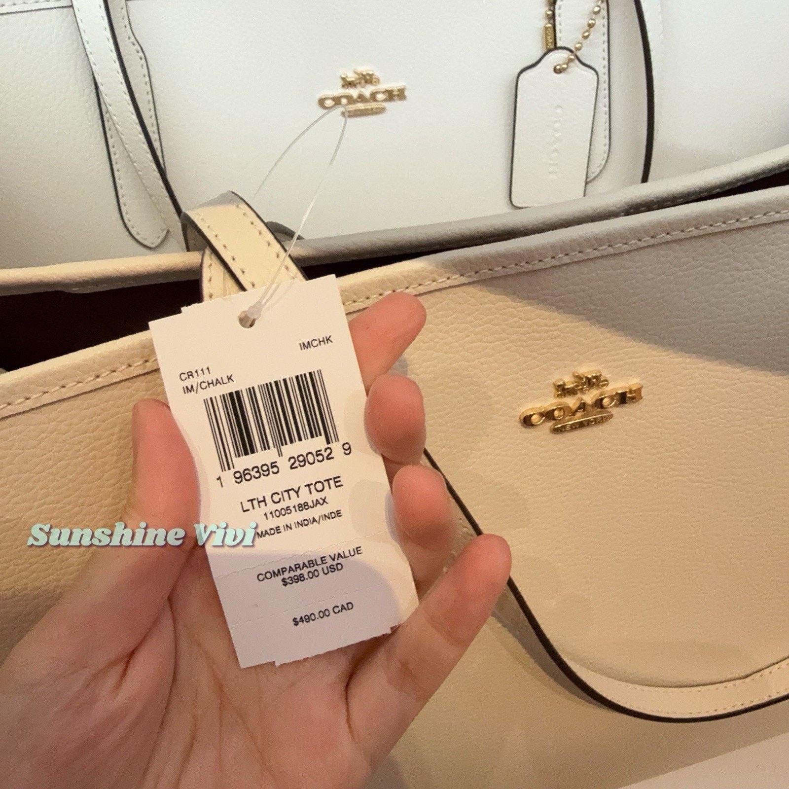 Coach NWT Coach CR111 Leather City Tote Shoulder Bag Gold/Chalk Size ONE SIZE - 10 Thumbnail