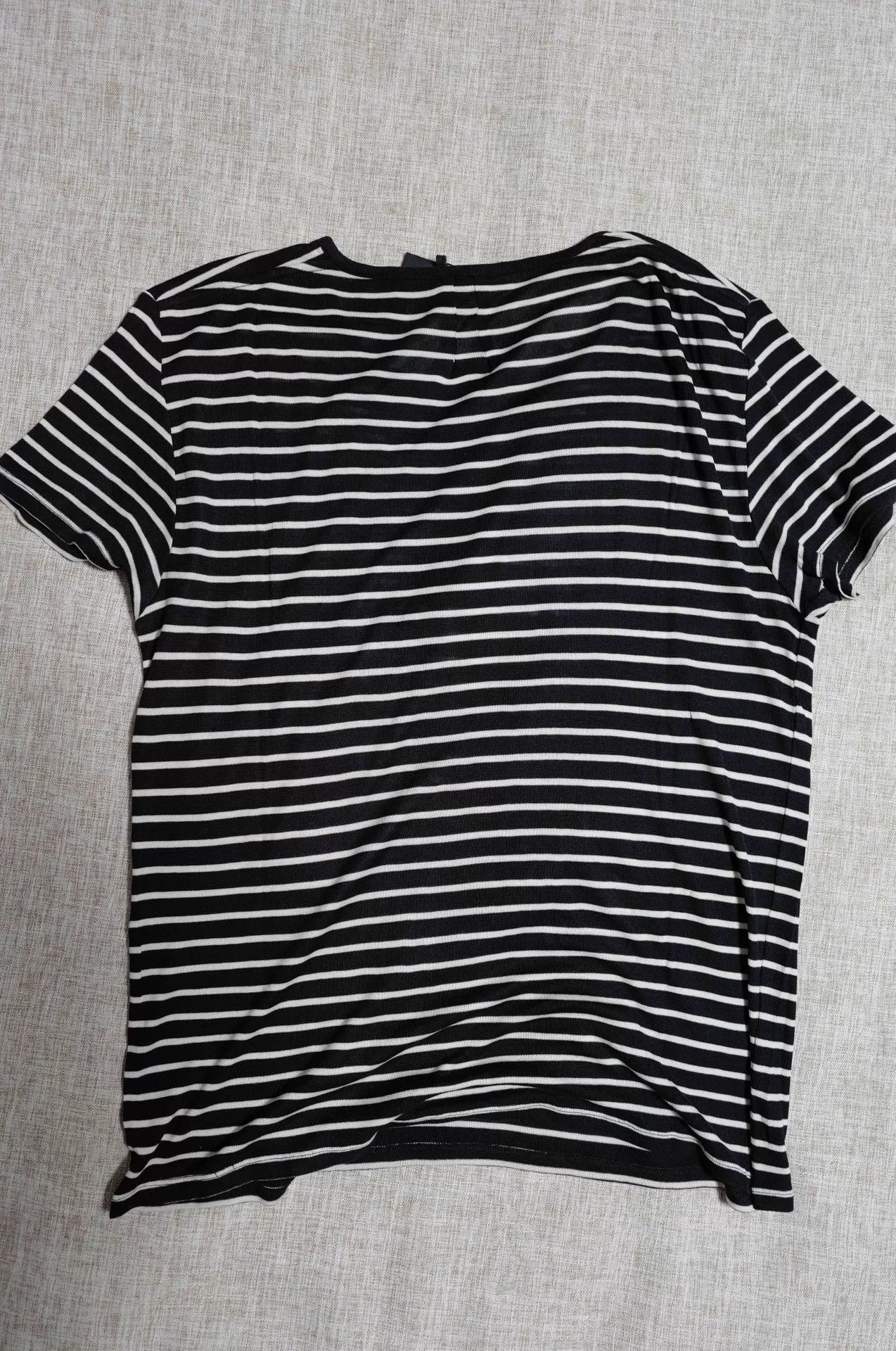Saint Laurent Paris SLP 15AW B&W Striped Silk Pocket T-Shirt Size M Size US M / EU 48-50 / 2 - 2 Thumbnail