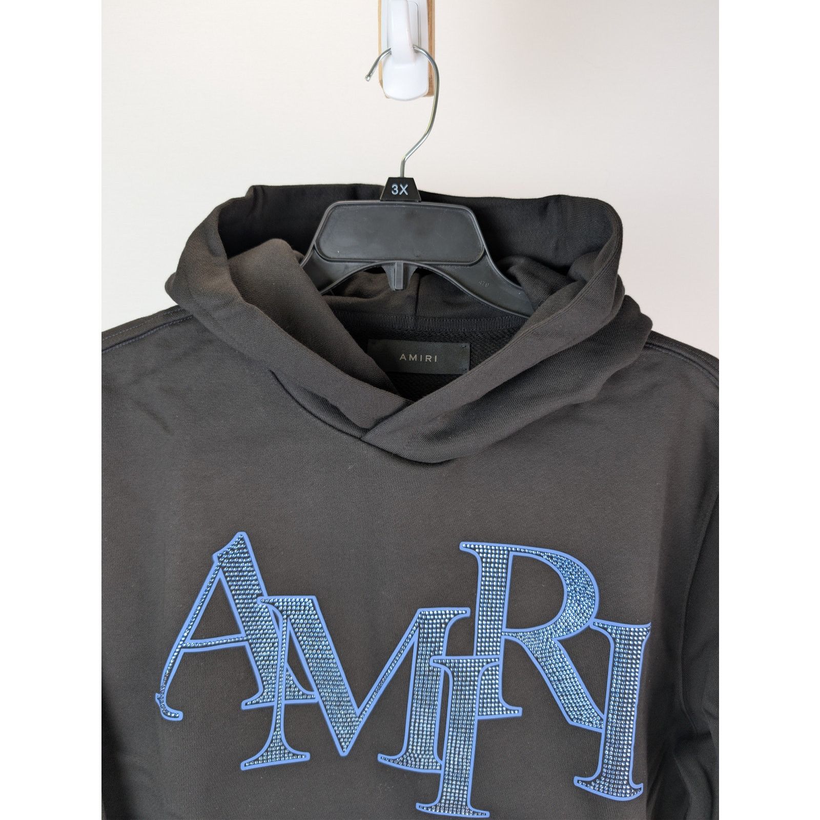 Amiri o1rshd1 Crystal Amiri Staggered Hoodie in Black/Blue Large Size US L / EU 52-54 / 3 - 7 Thumbnail