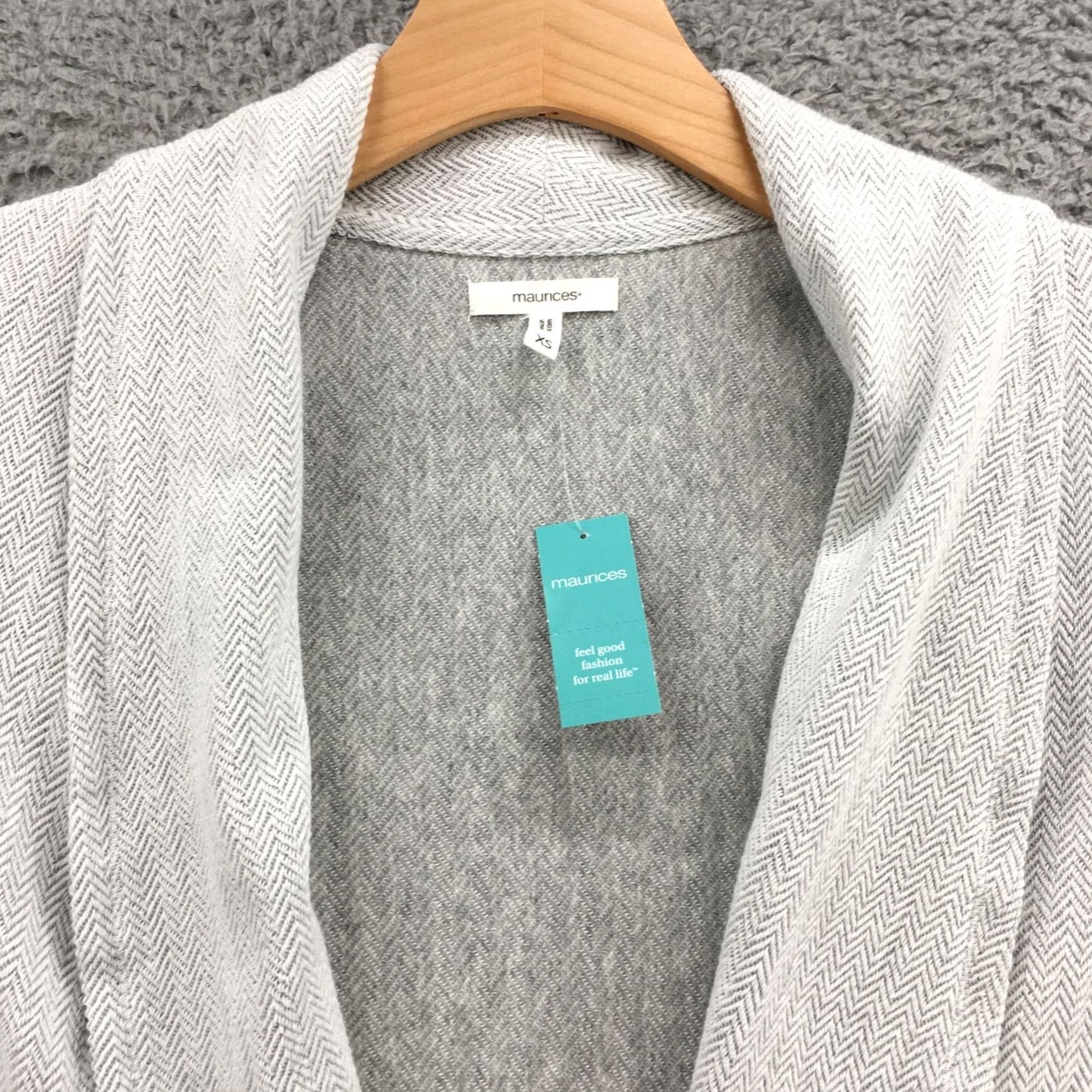 Vintage Maurices Open Front Blazer Coat Jacket Womens XS Gray Cotton Blend Collared NEW Size XS / US 0-2 / IT 36-38 - 4 Thumbnail