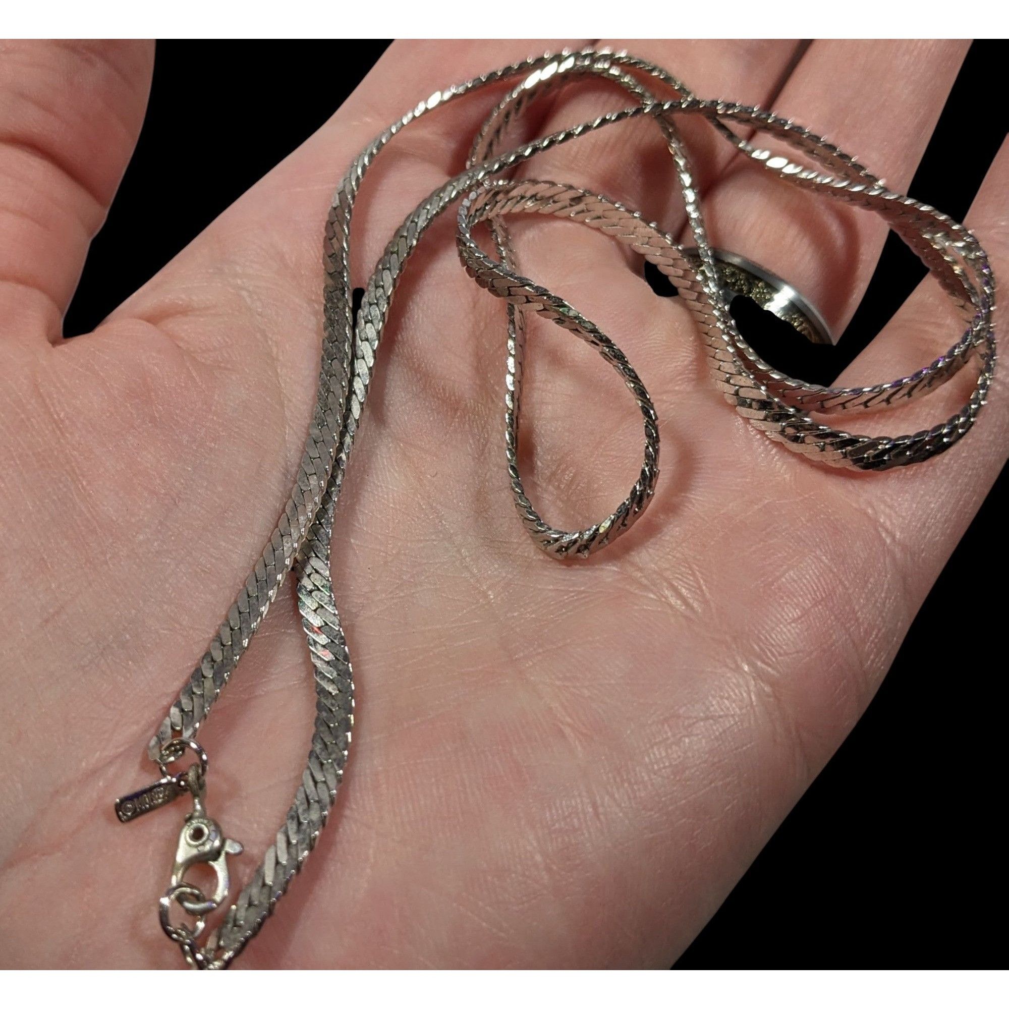 Monet Vintage Monet Herringbone Silver Tone Chain Necklace Size ONE SIZE - 2 Thumbnail