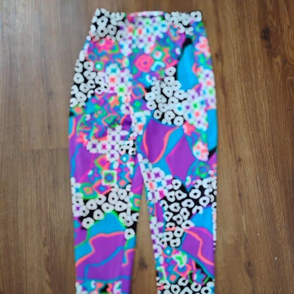 Other DS Vintage 90s Valerry Neon Abstract Geometric Leggings Size 30" / US 8 / IT 44 - 2 Thumbnail