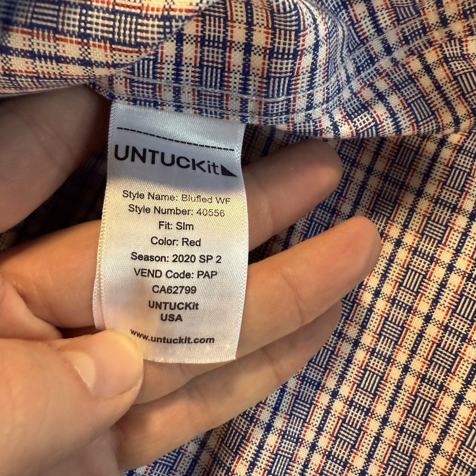 UNTUCKit UNTUCKit Blufled WF Short Sleeve Plaid Mens M Wrinkle Free Size US M / EU 48-50 / 2 - 5 Thumbnail