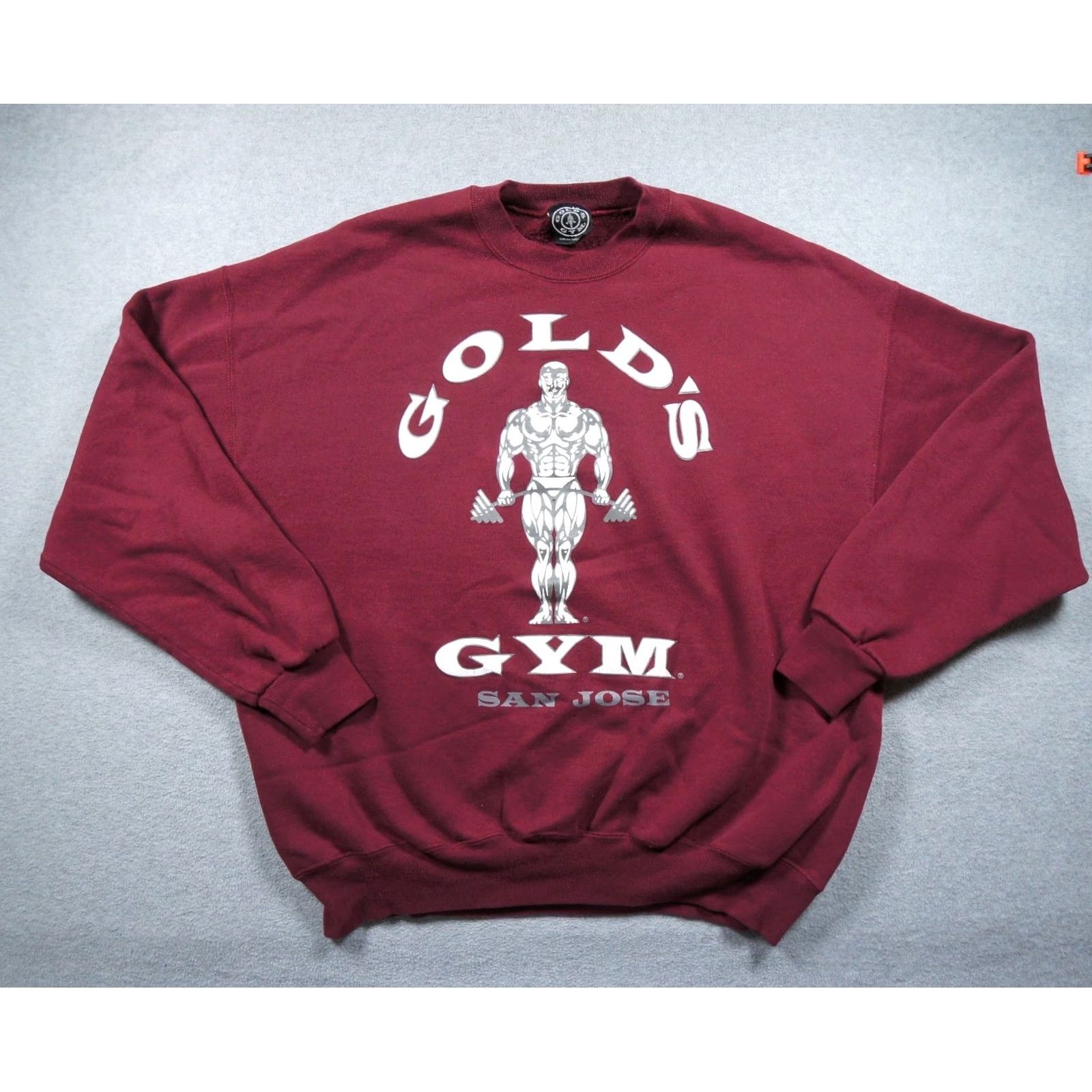 Vintage VINTAGE Gold's Gym Sweatshirt Mens XL Burgundy 90s Crewneck San Jose Bodybuilder Shirt Pullover Size US XL / EU 56 / 4 - 2 Thumbnail