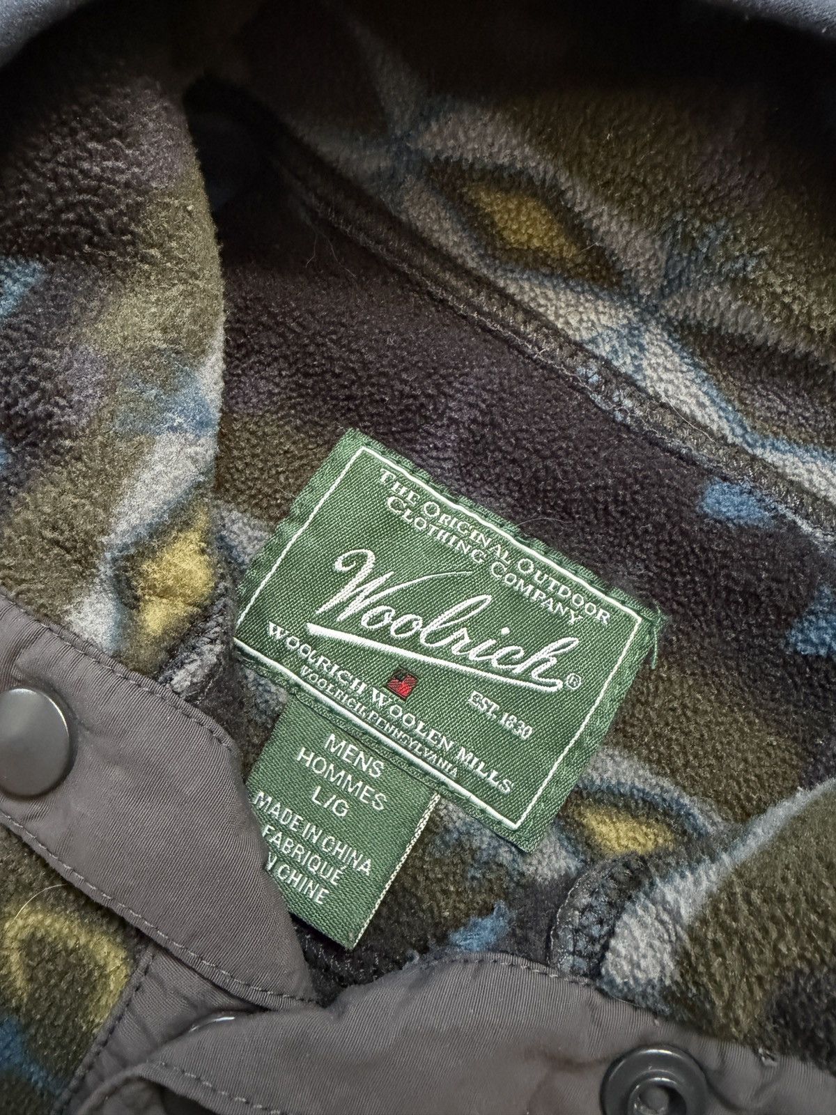 Woolrich Woolen Mills Woolrich Snap-T Fleece Overprinted Pullover Size US L / EU 52-54 / 3 - 4 Thumbnail