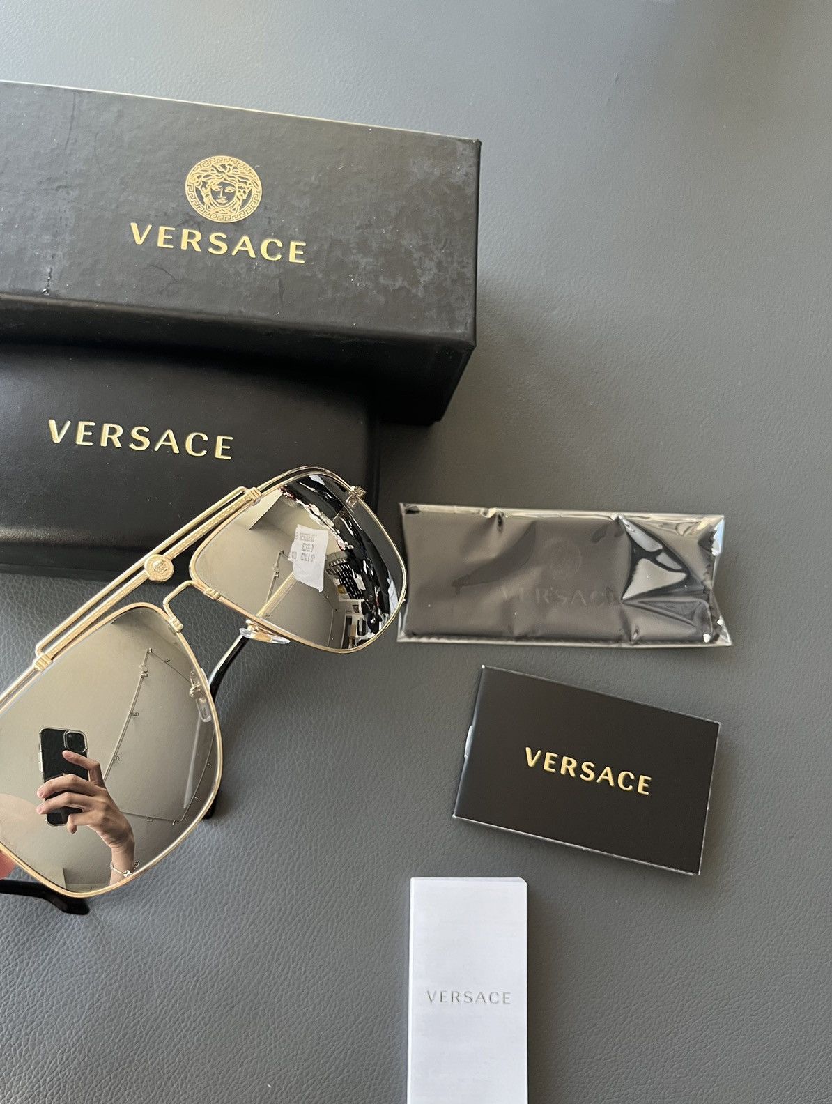 Versace Super Runway Rare Brand New Reflective Logo Sunglasses Size ONE SIZE - 6 Thumbnail