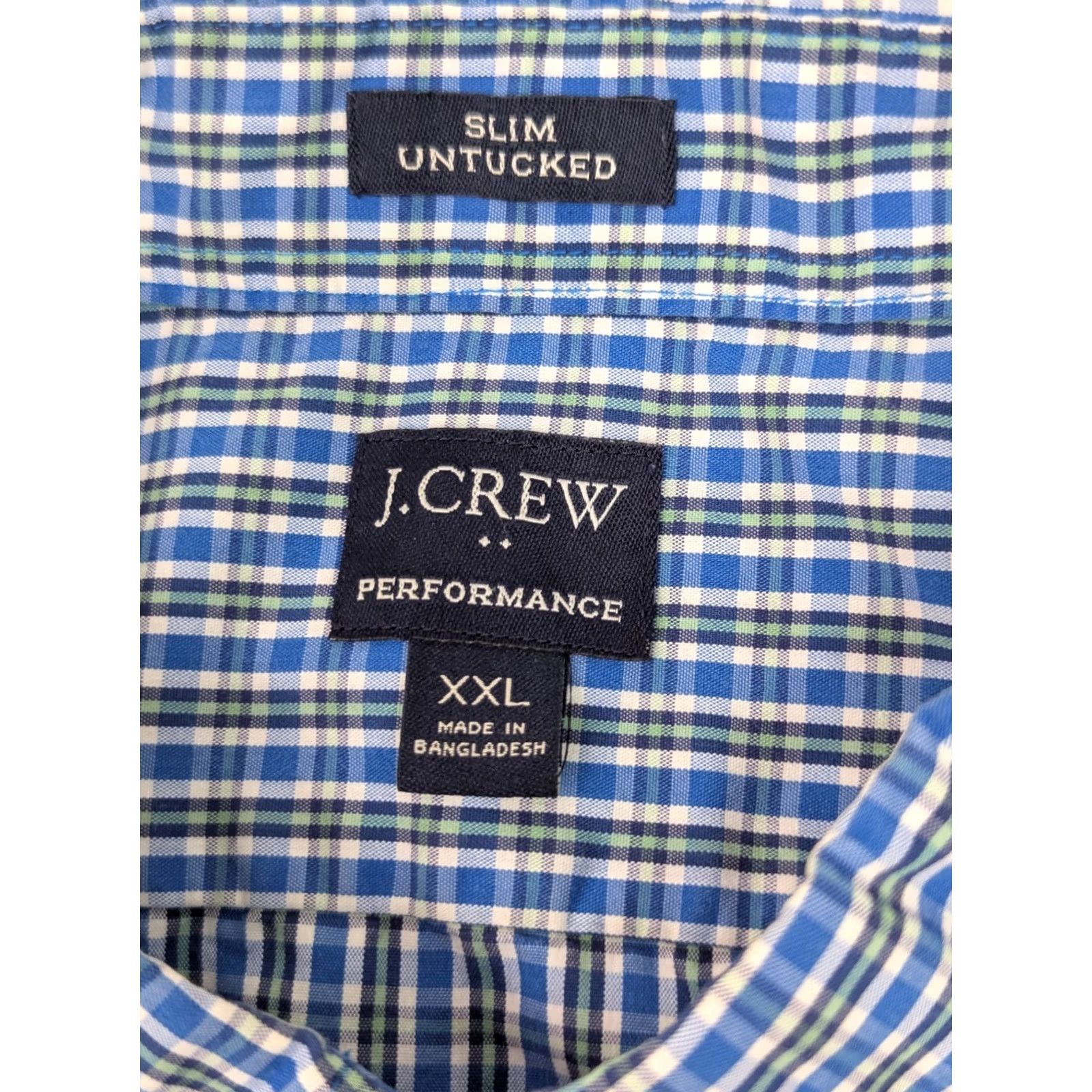 J.Crew J.CREW Slim Untucked Flex Performance Shirt Men XXL Plaid Blue Green Button Down Size US XXL / EU 58 / 5 - 2 Thumbnail