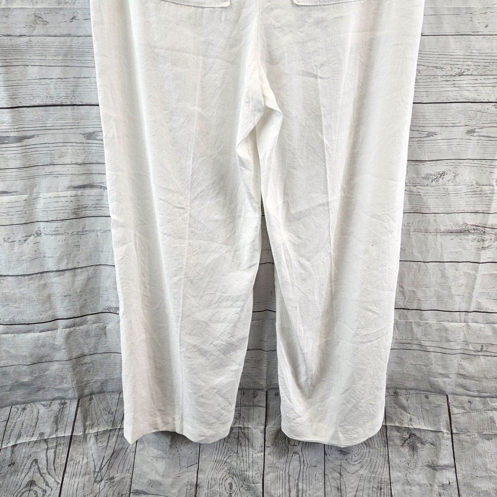 Vintage Chico's Womens Wide Leg Pants Sz 8 White Linen Blend High Rise Ankle Pants N/A? Size 30" / US 8 / IT 44 - 5 Thumbnail