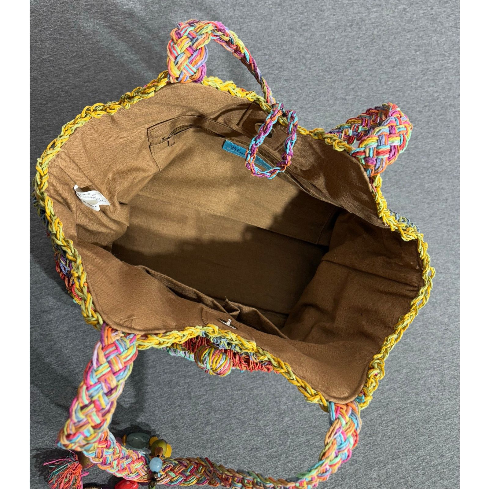 Other Blue Miami | Women's Woven Straw Basket Tote Handbag Size ONE SIZE - 6 Thumbnail