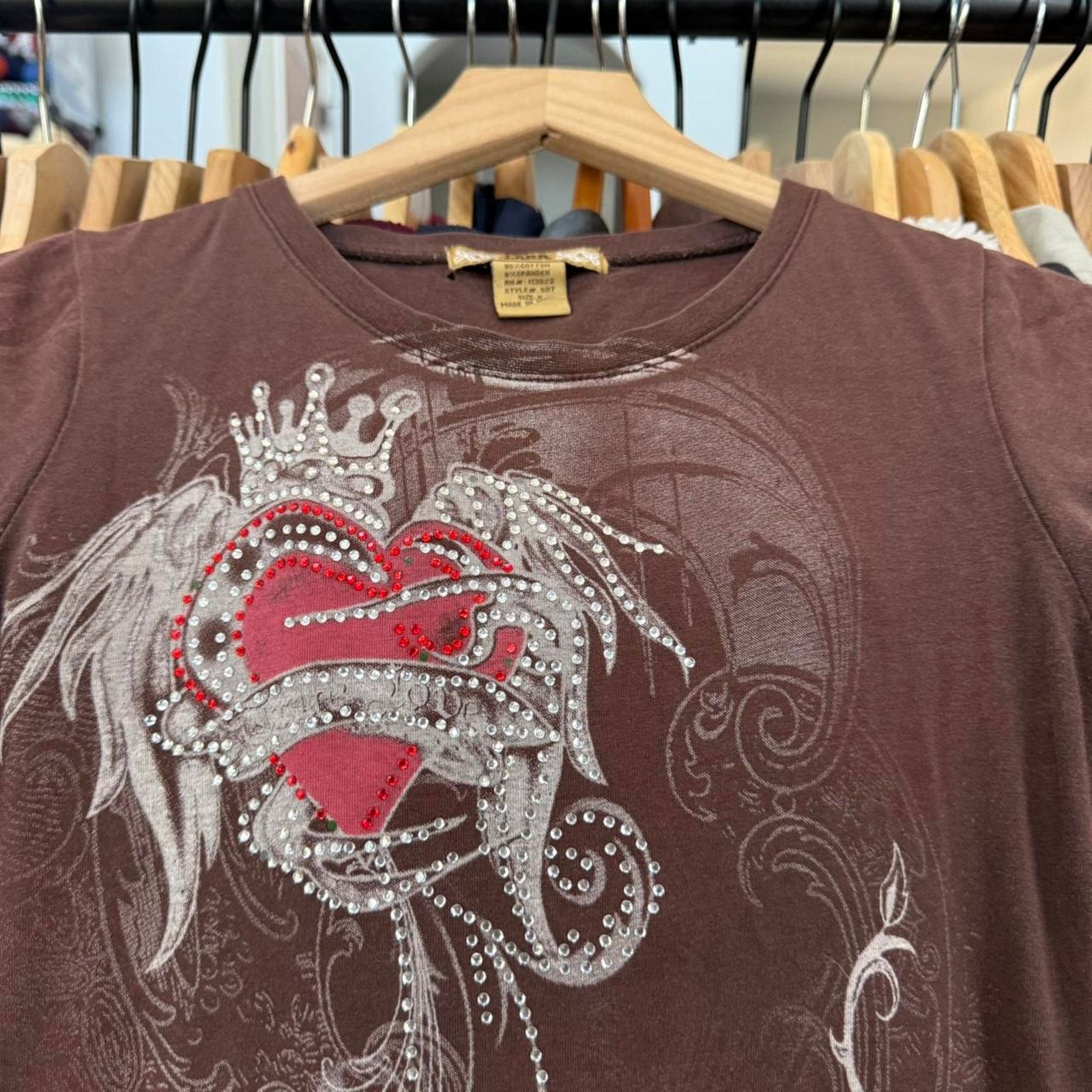 Other Vintage Y2K Womens Lara Bedazzled Top Brown Size S / US 4 / IT 40 - 2 Thumbnail