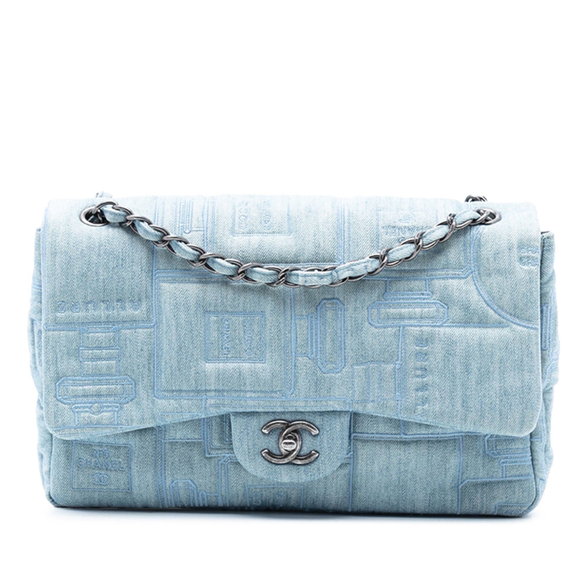Chanel Chanel Medium Embroidered Denim Perfume Bottle Single Flap Size ONE SIZE - 1 Thumbnail