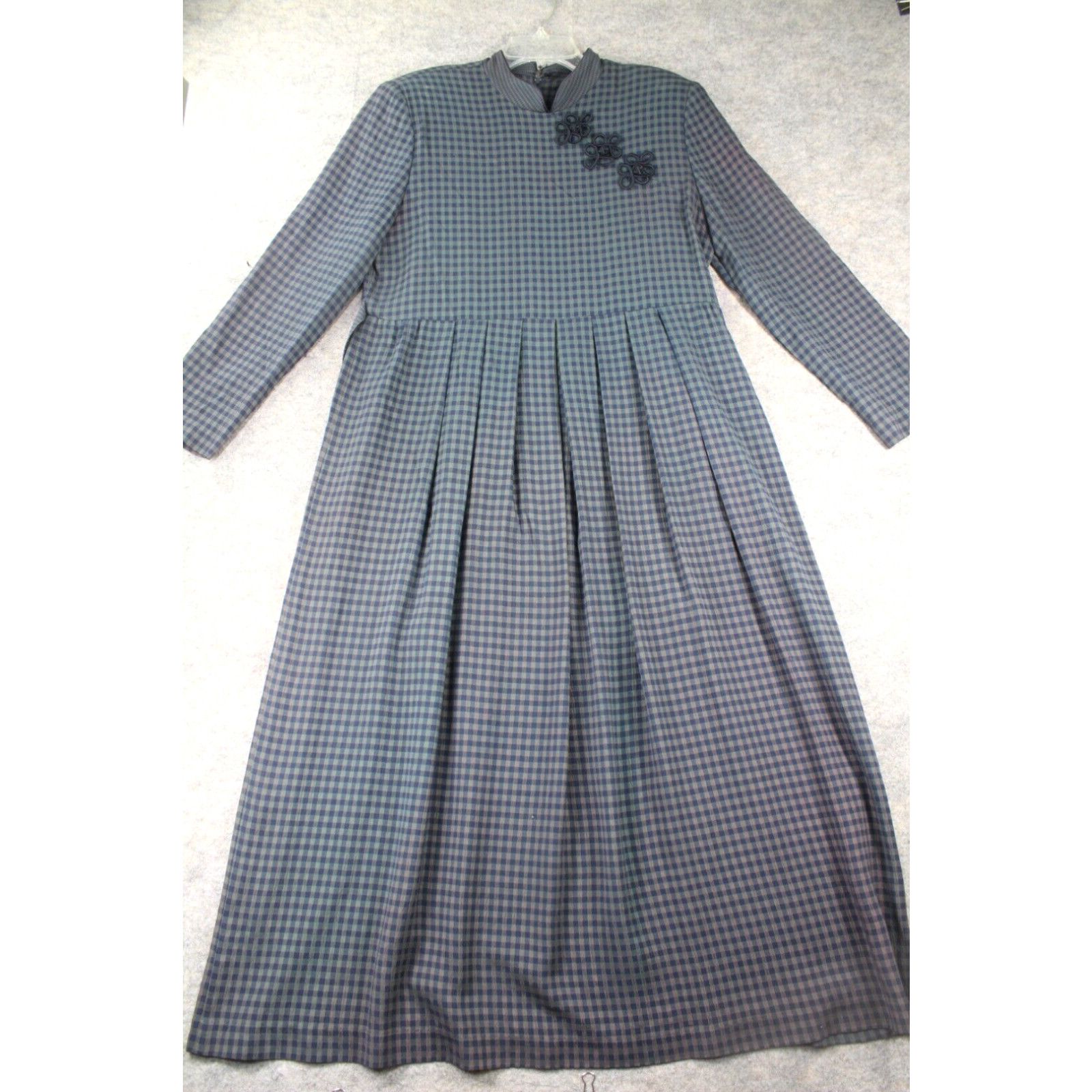 Vintage Jessica Howard Dress Sz 14 Mandarin Collar Green Blue Plaid Asian |  Grailed