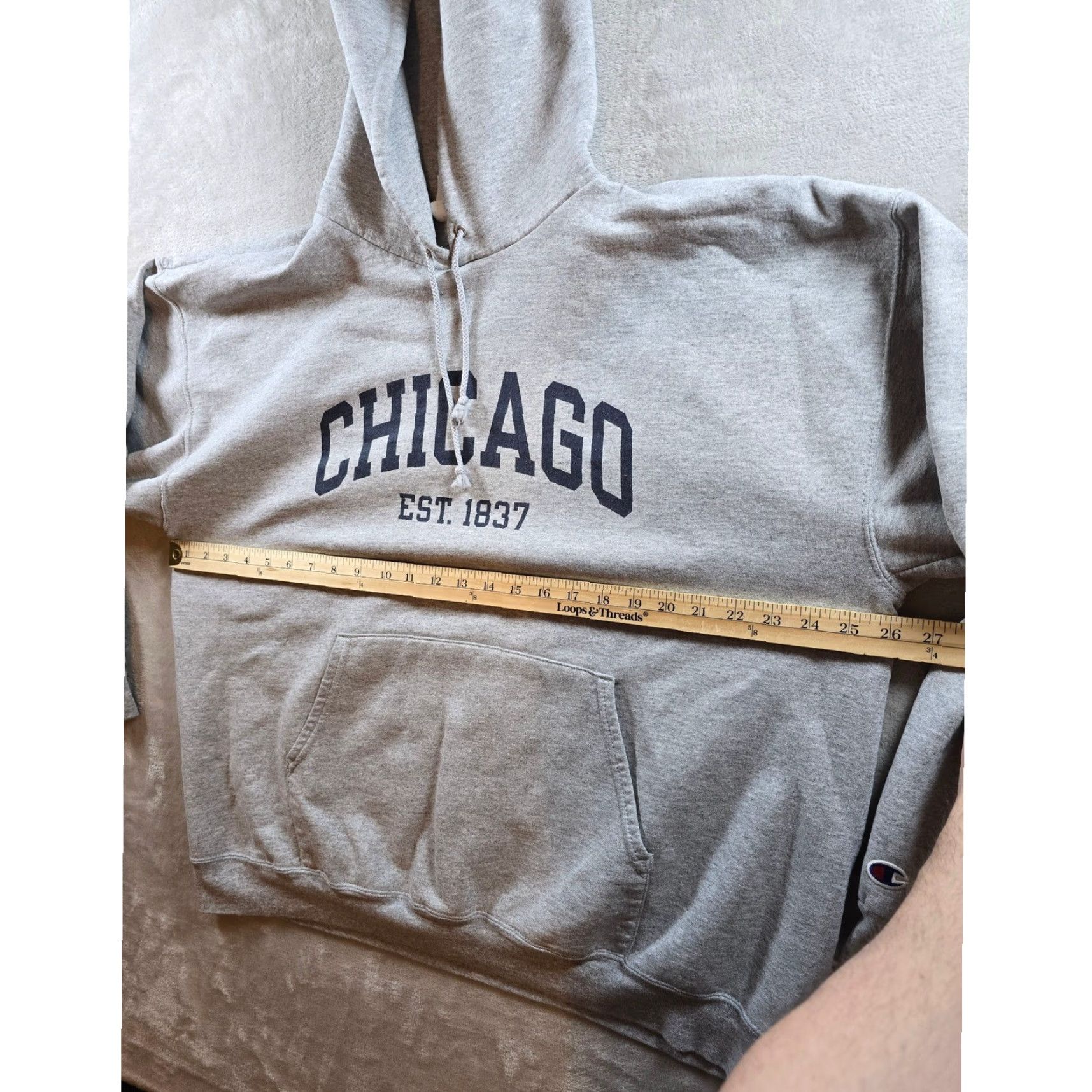 Champion Champion Hoodie Sweatshirt Gray Mens XL City Graphic Print Fleece Pockets Hooded Drawstring Logo Gym & Training Size US XL / EU 56 / 4 - 5 Thumbnail