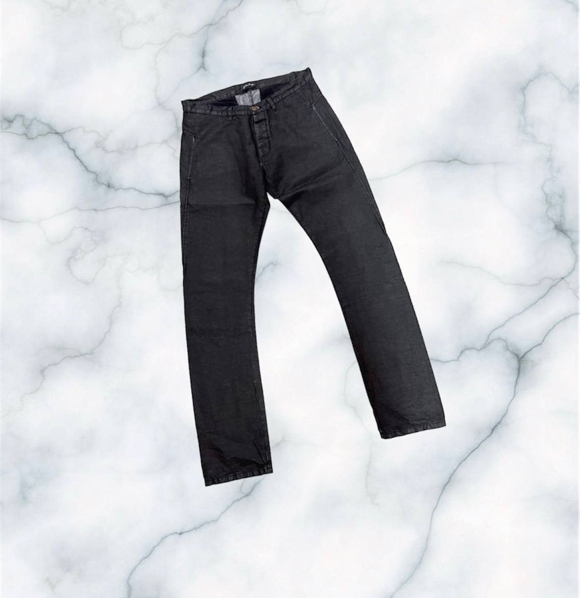 image of Andrea Yaaqov Pants Waxed Black Linen / Cotton in Black Wax, Men's (Size 32)