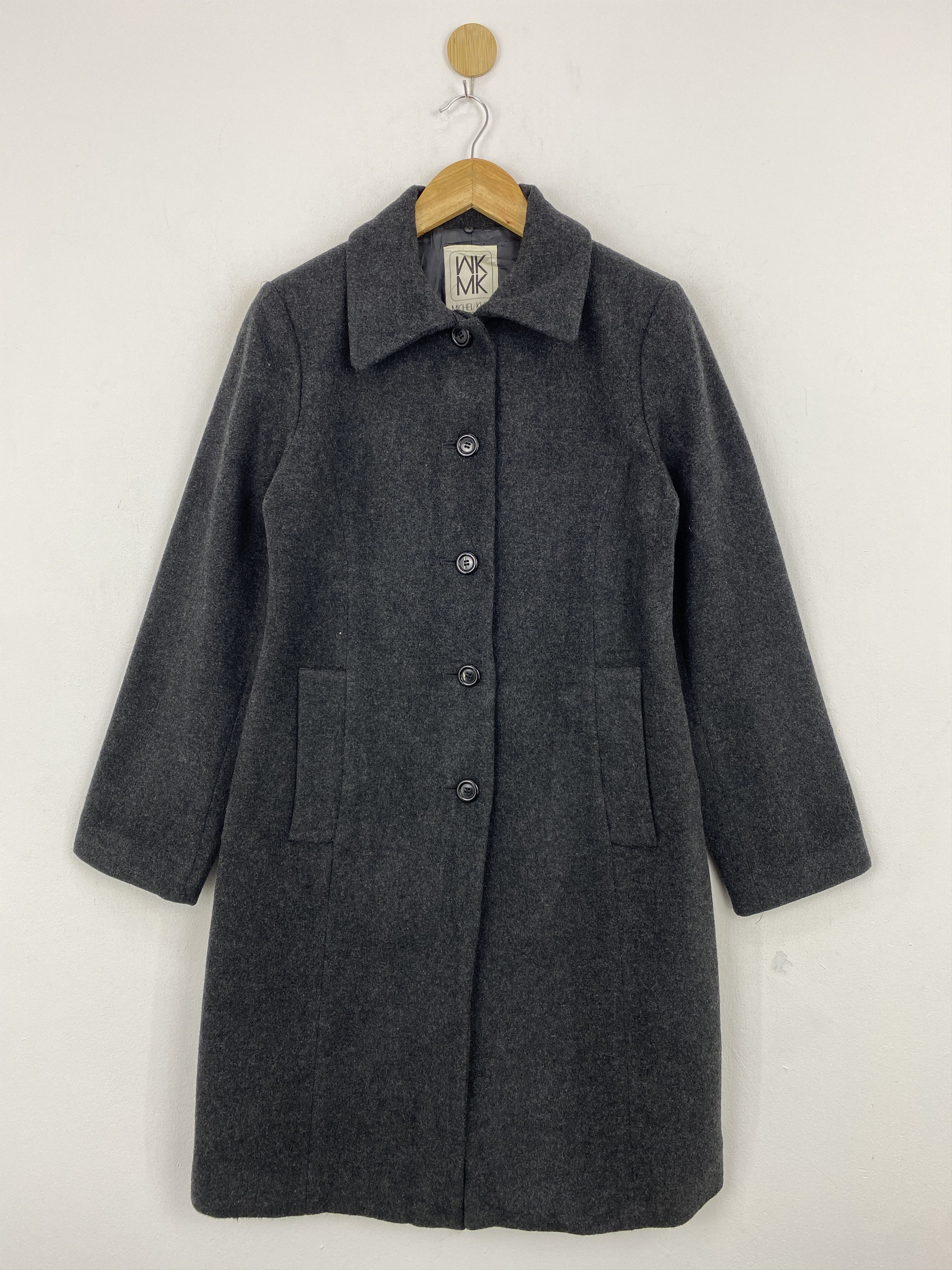 Vintage Michel Klein Button Up Long Wool Grey Jacket