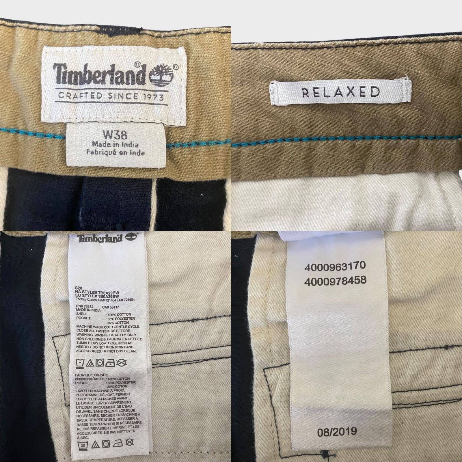 Timberland Timberland Chino Shorts Mens 38 Blue Relaxed Cotton Flat Front Pockets Casual Outdoor Ripstop Flat Front Size US 38 / EU 54 - 8 Thumbnail