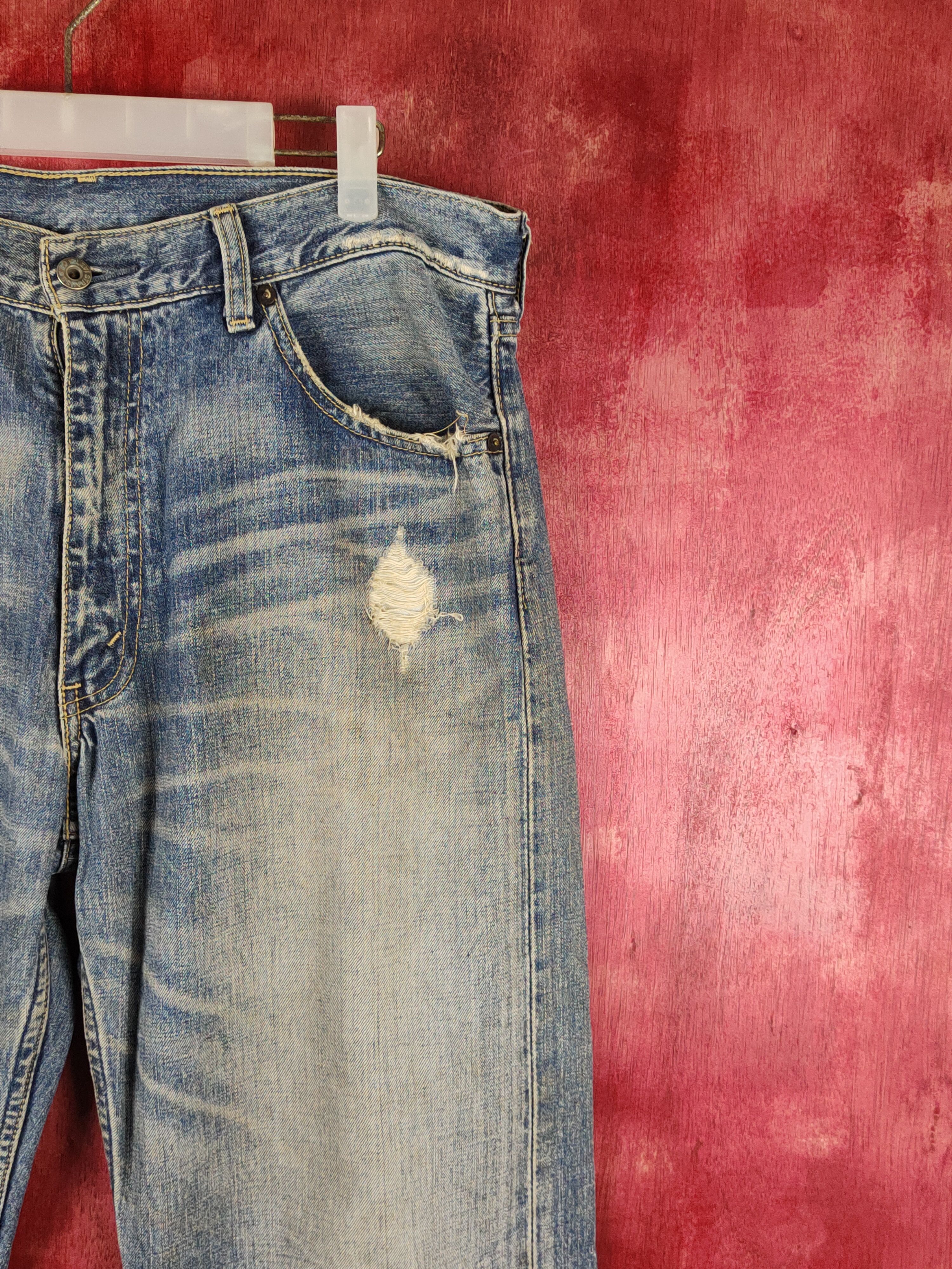 Levi's DL Levi's Blue Faded Distressed Ripped Jeans #S2308 Size US 34 / EU 50 - 5 Thumbnail