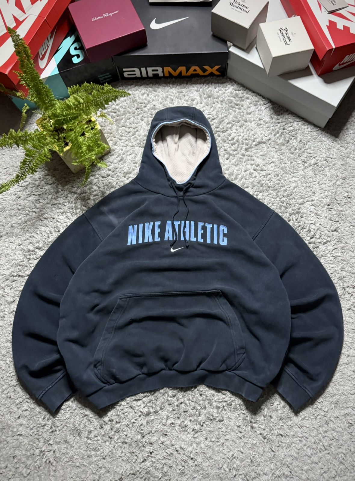 00s Nike Athletic Hoodie Big Logo Rare Swoosh Vintage Retro
