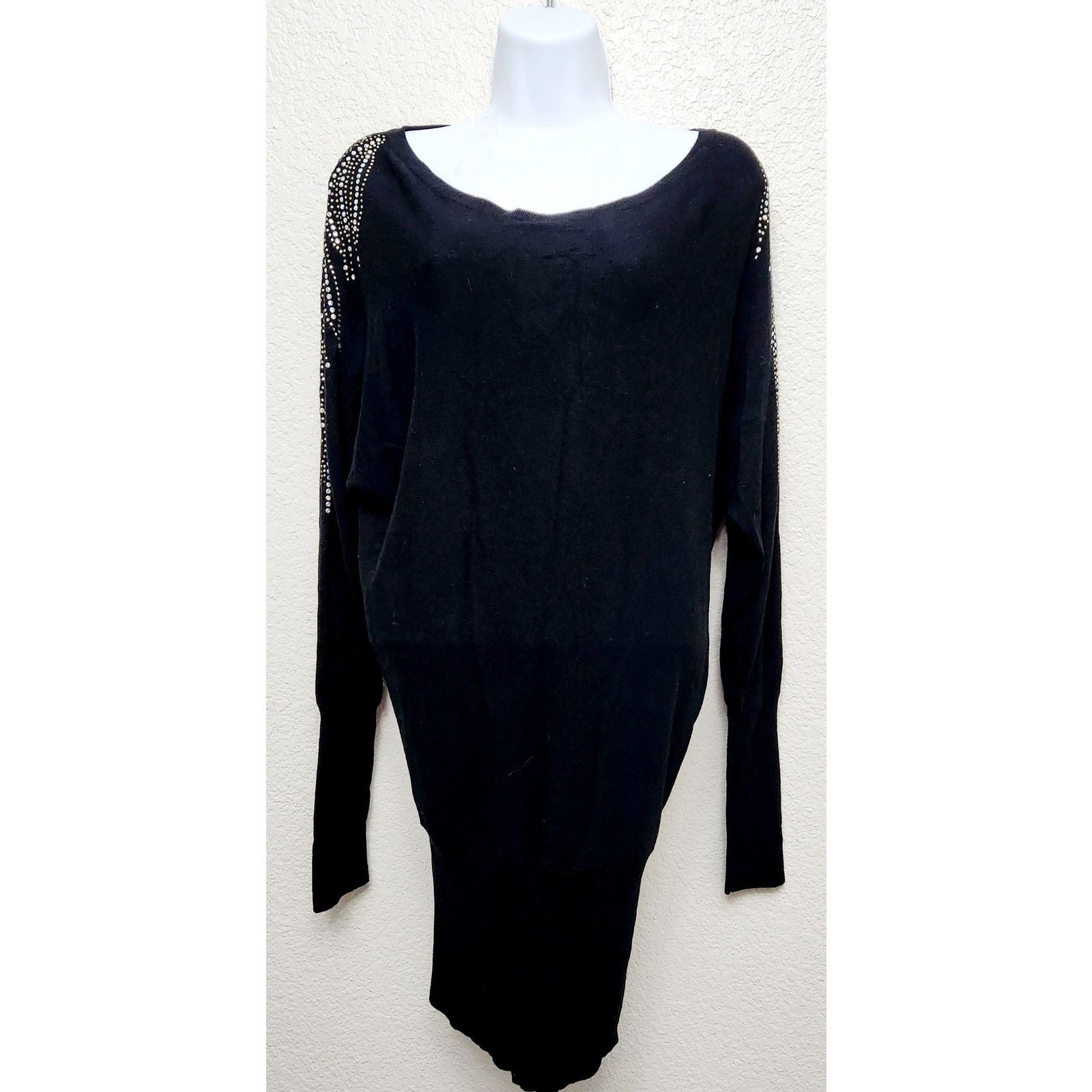 Other Venus Black Rhinestones Long Sleeve Sweater Dress Medium Size M / US 6-8 / IT 42-44 - 1 Thumbnail