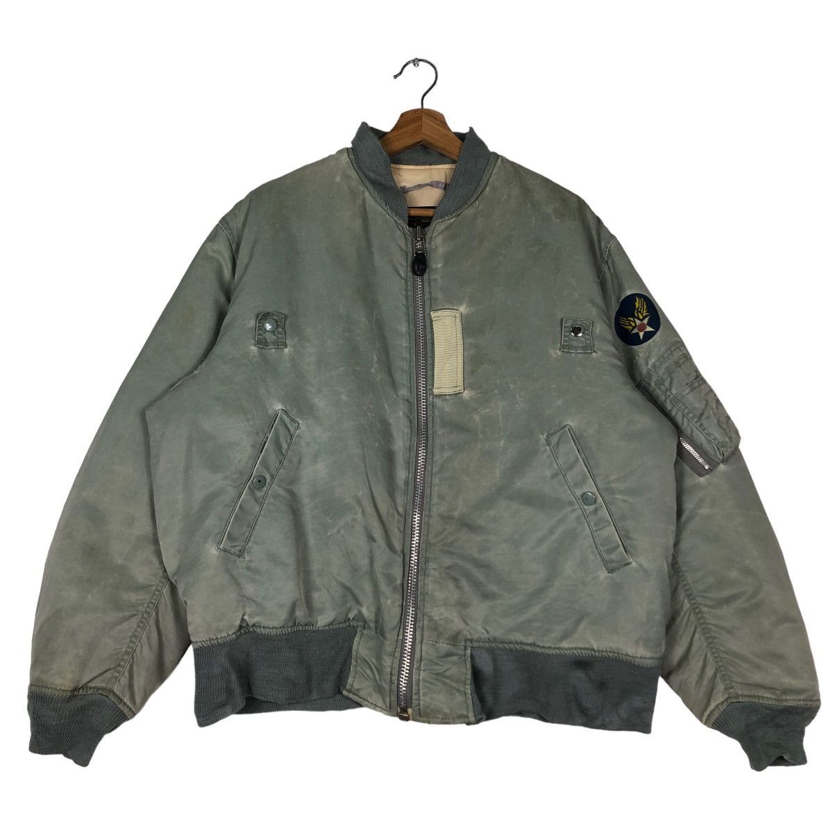 Vintage 🔥Vintage MA-1 Bomber Jacket Houstan Fly Air Forces USA Size US XL / EU 56 / 4 - 3 Thumbnail