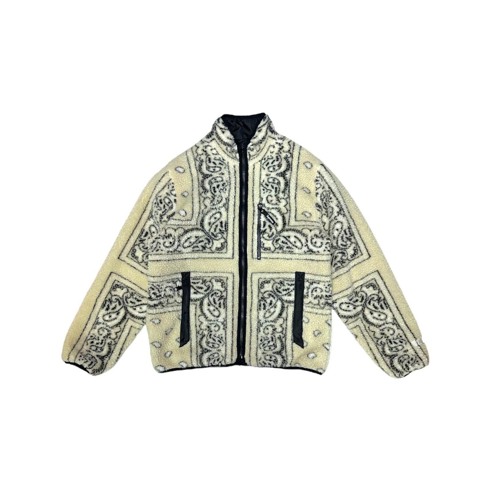 Image of Supreme Reversible Bandana Paisley Windstopper Fleece Jacket in Cream, Men's (Size Small)