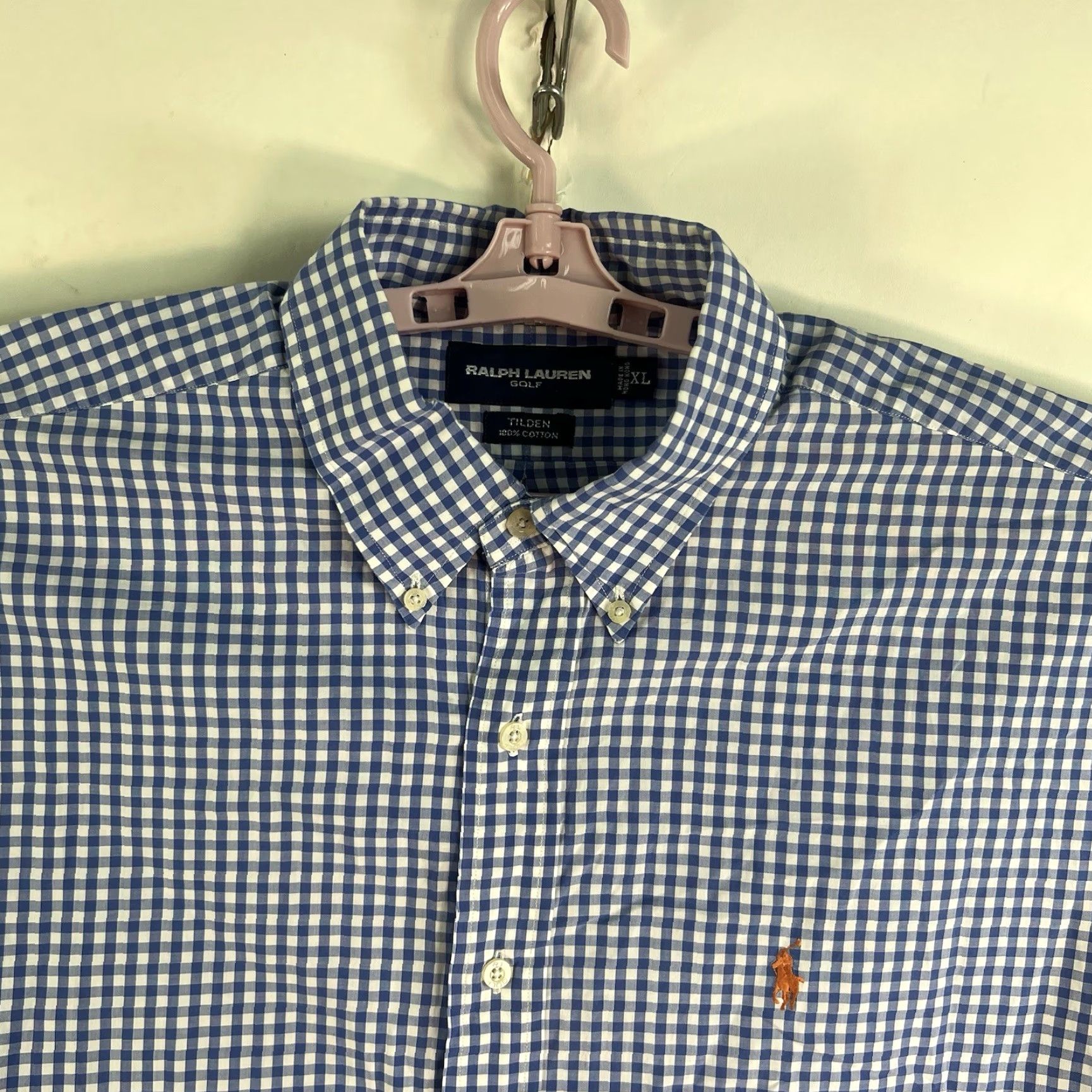 Ralph Lauren Ralph Lauren Golf Shirt Mens XL Blue Gingham Check Button-Down Tilden Size US XL / EU 56 / 4 - 4 Thumbnail