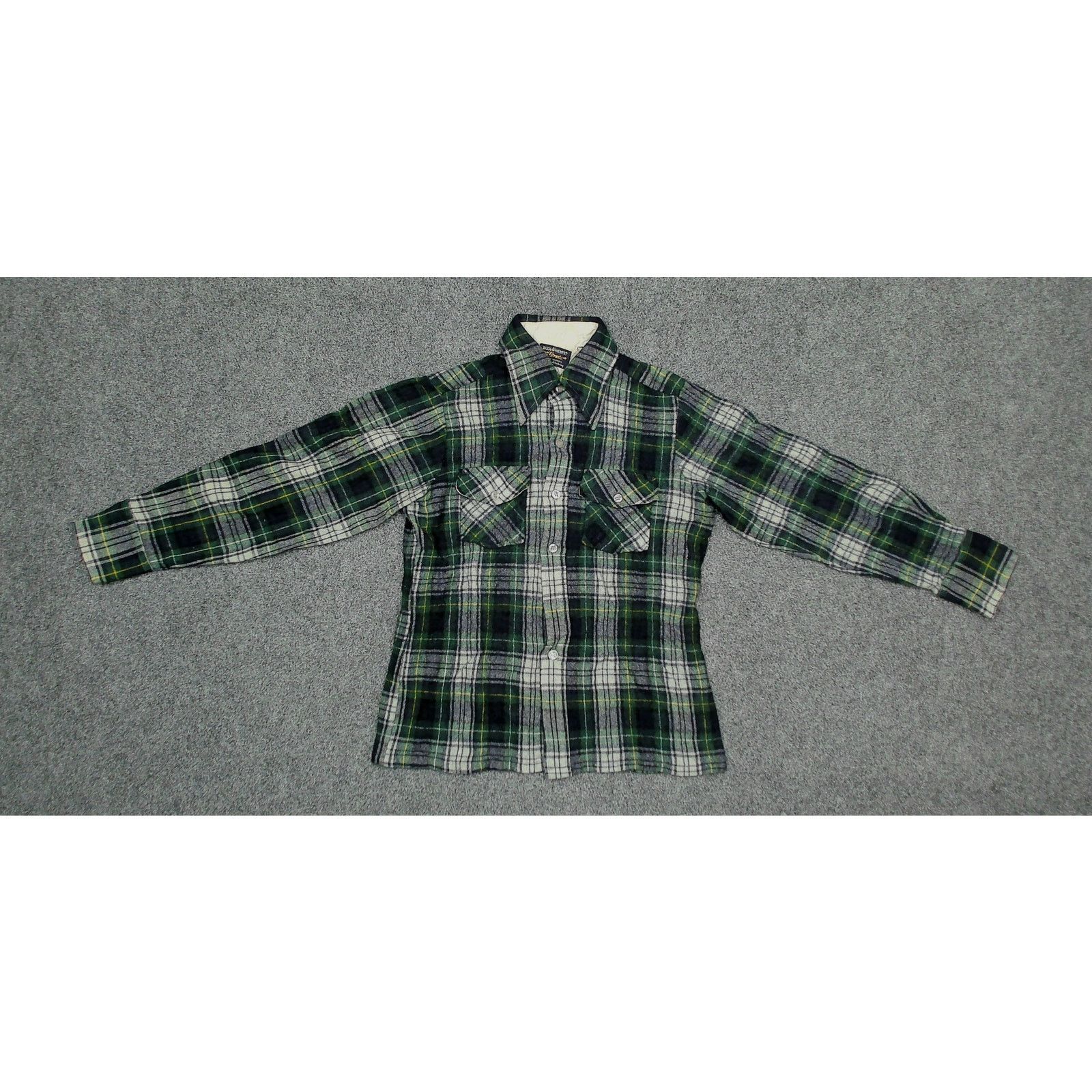 Vintage Brewster Wool O' The West 1970s Single Needle Plaid Shacket Size S / US 4 / IT 40 - 5 Thumbnail
