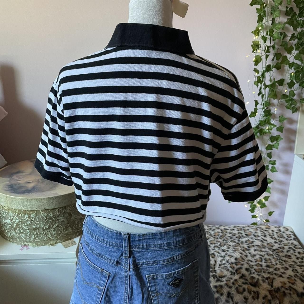 Vintage 90s Cropped Striped Polo Ralph Lauren Top / Polo Shirt Size L / US 10 / IT 46 - 8 Thumbnail