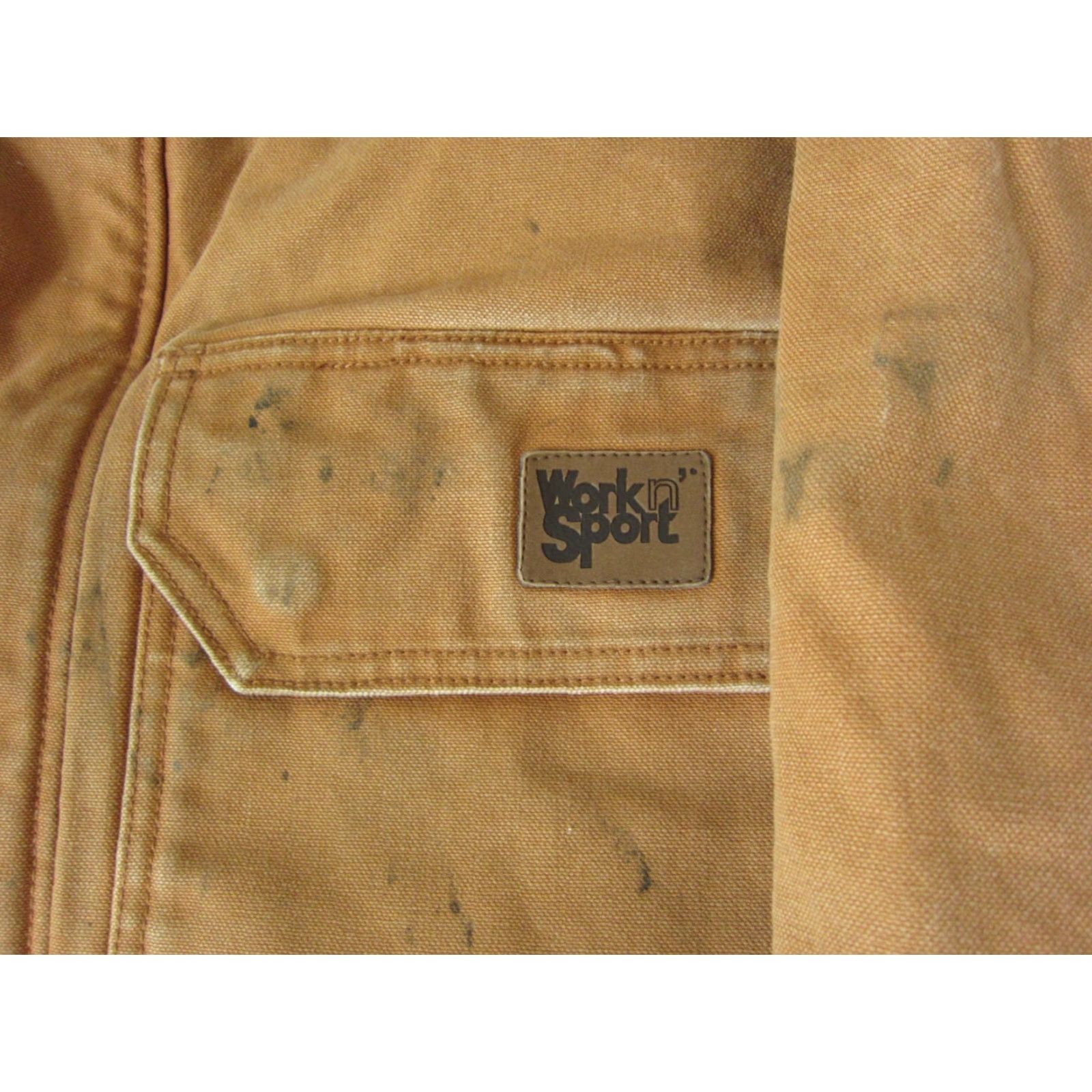 Vintage VINTAGE Work N Sport Jacket Mens XLT Brown Canvas Bomber Zip Logo 90s Workwear Mens XLT Brown Logo Jacket Size US XL / EU 56 / 4 - 2 Thumbnail