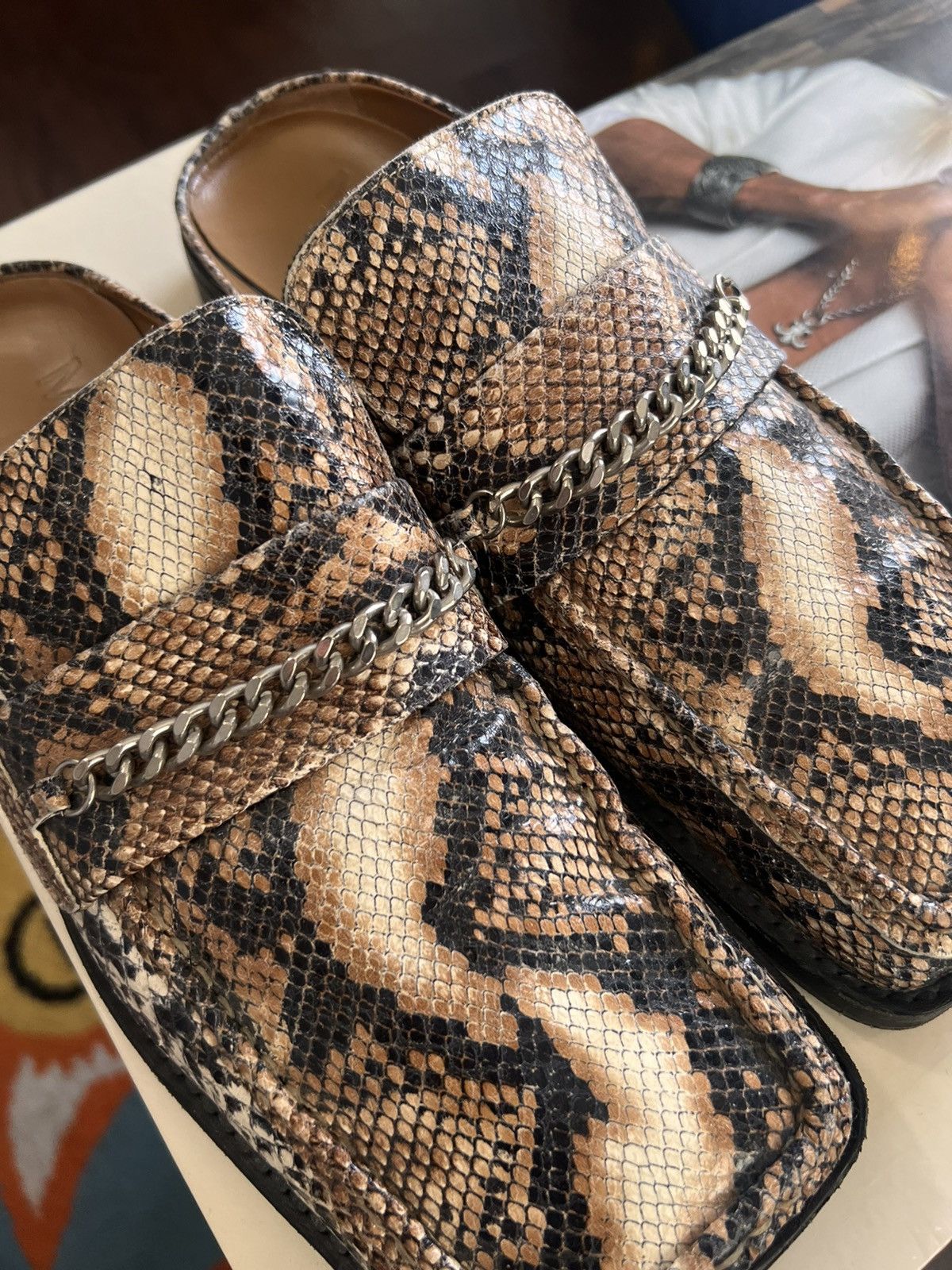 Martine Rose Martine Rose snakeskin Square Toe Mules | Grailed