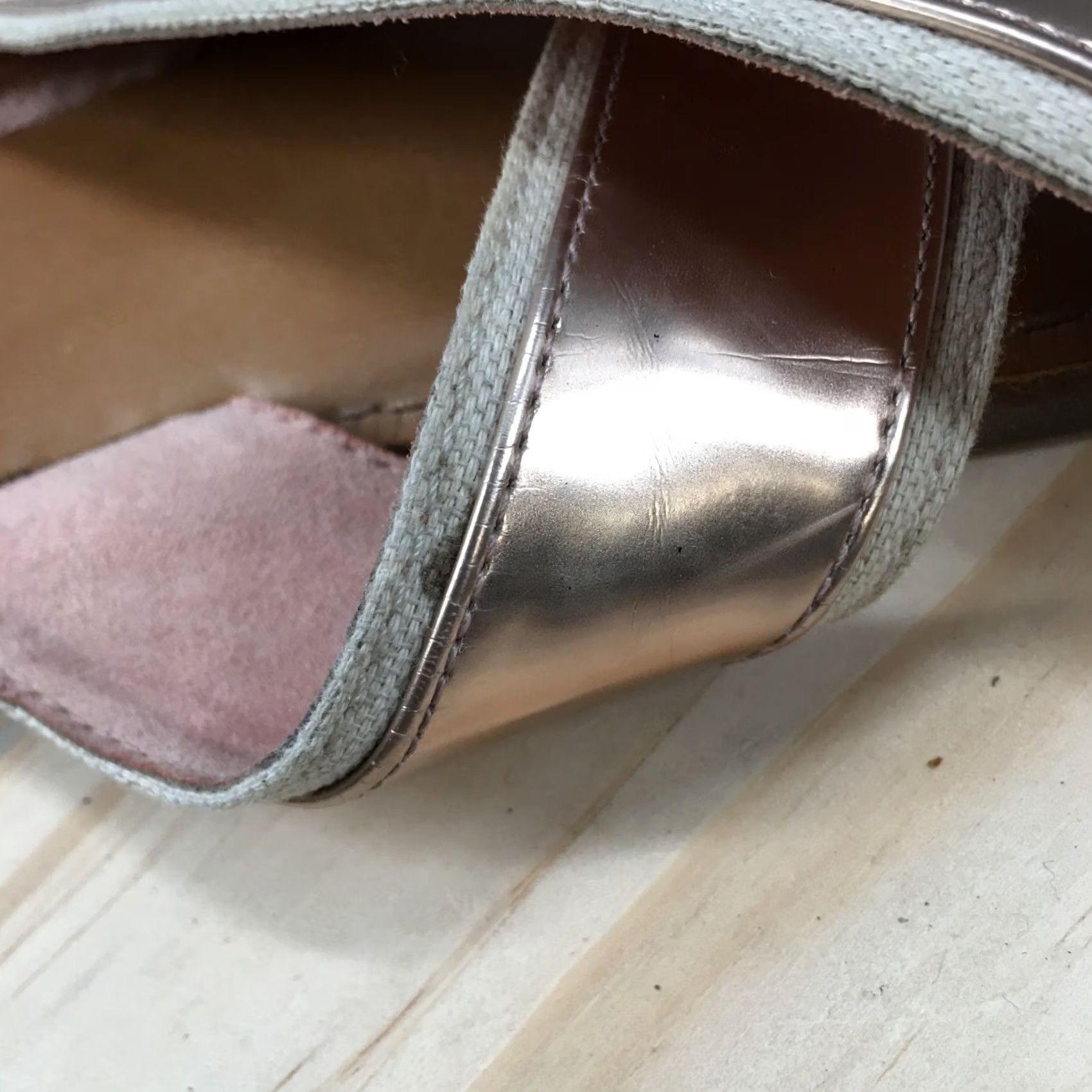 Toms TOMS Sandals Womens 9.5 Slide Crisscross Straps Slip on Flats Rose Gold Tan Shoes Womens Slide 9.5 Gold Tan Size US 10 / IT 40 - 7 Thumbnail