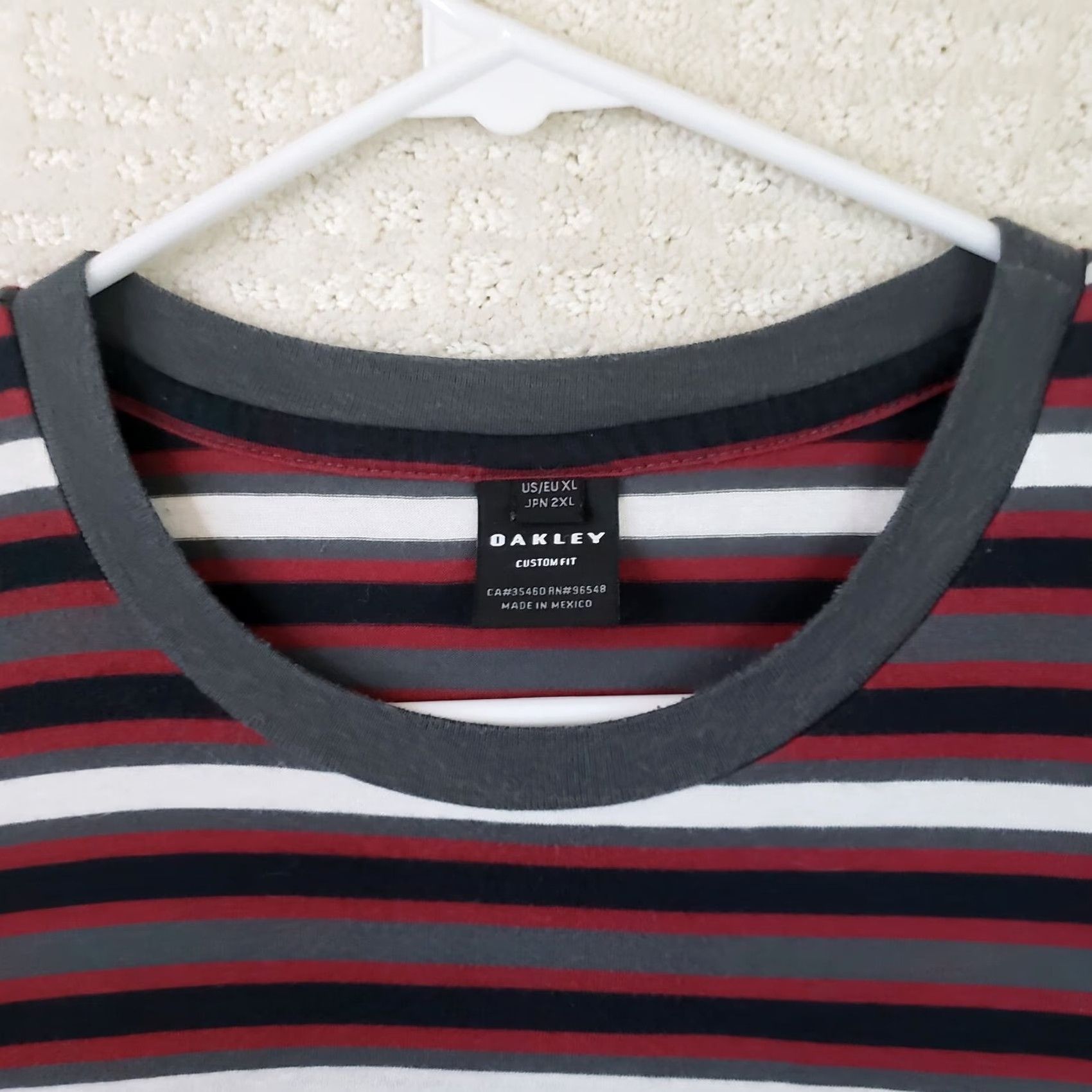 Oakley Oakley Mens XL T-Shirt Striped Crewneck Red, Black, White Multicolor Oakley Markings Summer Tee Men XL Size US XL / EU 56 / 4 - 6 Thumbnail