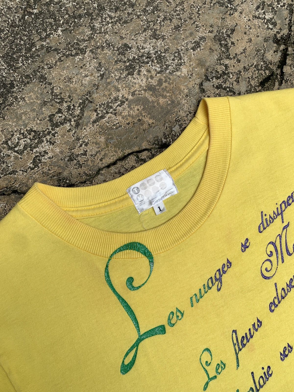 Japanese Brand × Takeo Kikuchi 2000s Takeo Kikuchi Japan Yellow France Poem Graphic Top Size M / US 6-8 / IT 42-44 - 5 Thumbnail